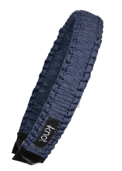 KNOT INDIGO DENIM HEADBAND - Adjustable Hair Accessory for Women & Men - Perfect for Yoga, Workouts, and Everyday Style (One Size Fits All)