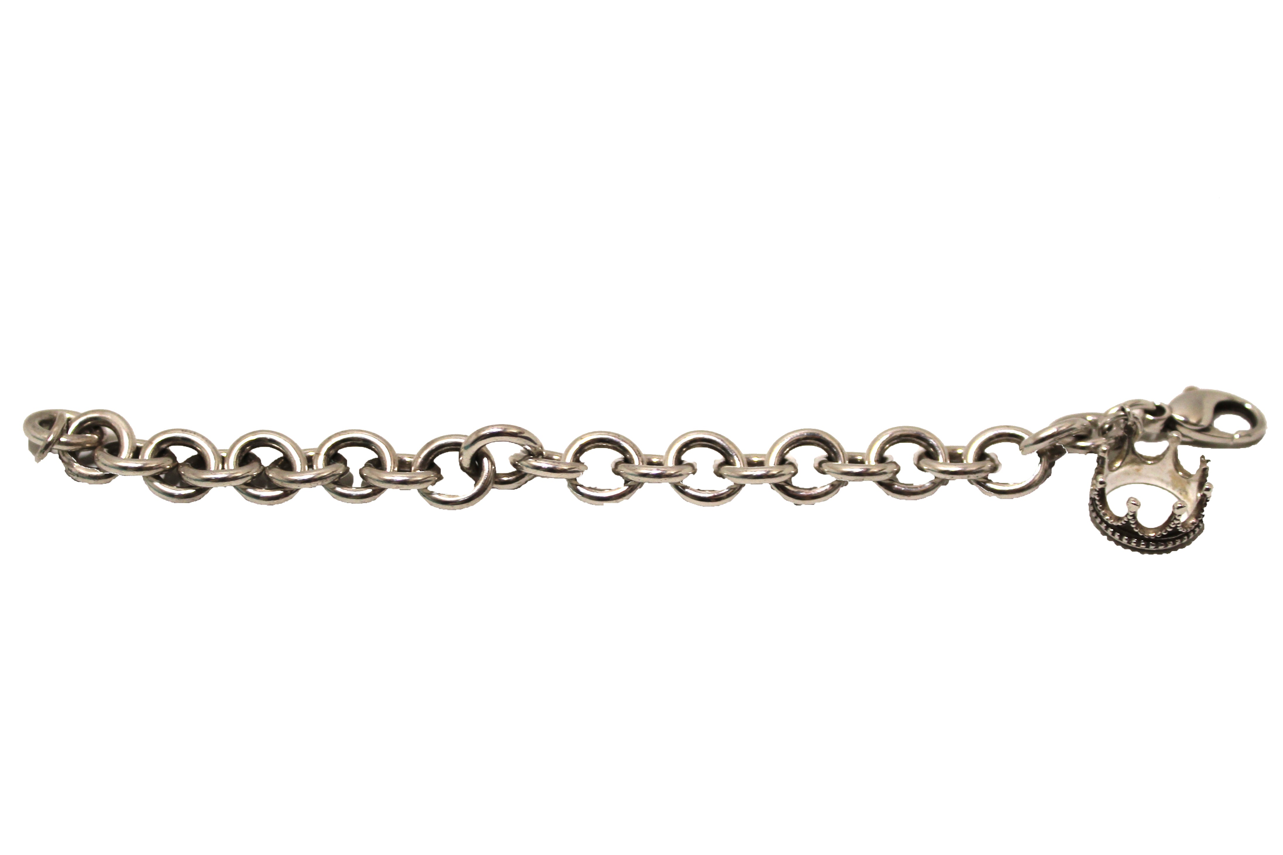 Authentic Tiffany & Co Sterling Silver Bracelet with Crown Charm - Elegant Jewelry Gift for Women, Perfect for Anniversaries, Birthdays & Special Occasions