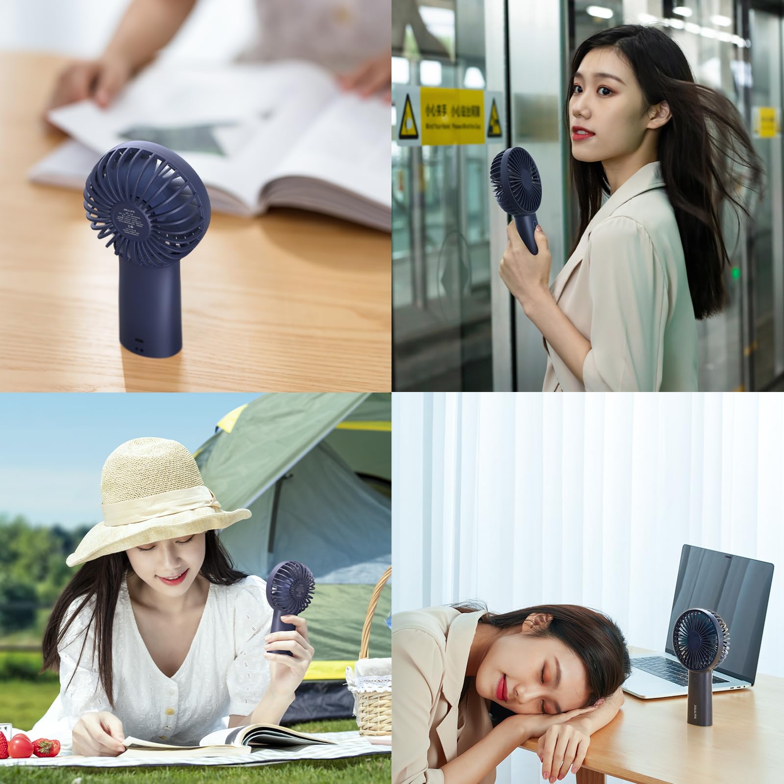 JISULIFE Portable Handheld Fan - 4000mAh USB Rechargeable, 20 Hours Cooling Time, Lightweight Personal Fan for Travel, Office, Gym, Outdoor Activities & Makeup | Stay Cool Anywhere (Blue)