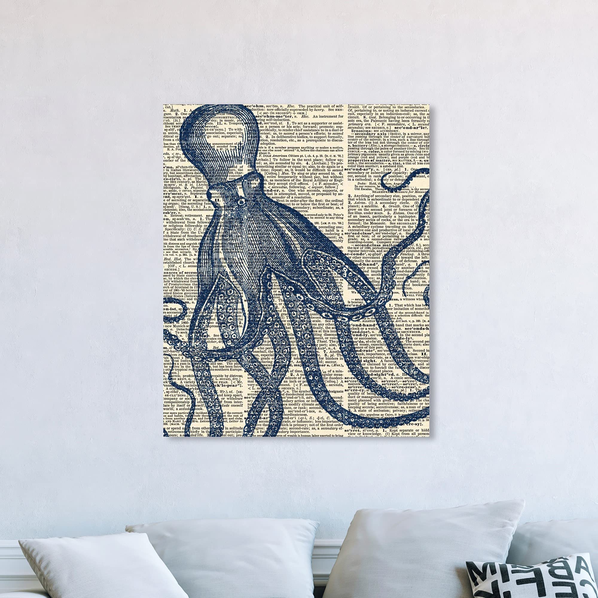 Oliver Gal Artist Co. Nautical Coastal Wall Art Canvas Print - Marine Life Octopus Dictionary Home Decor 36x45 Inches - Perfect for Beach House, Living Room & Office Decor