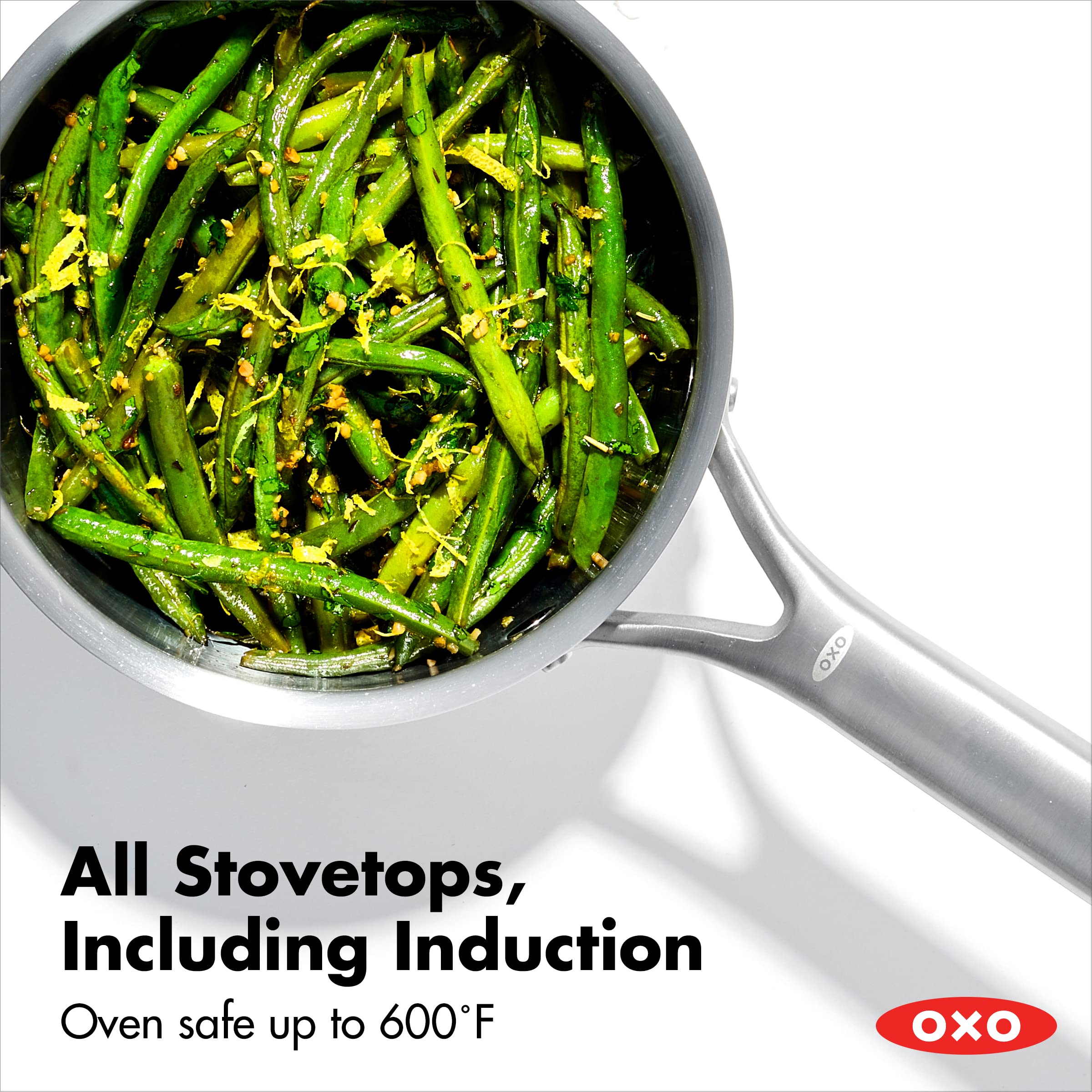 OXO Mira Tri-Ply Stainless Steel Cookware Set - 1.5QT & 3.57QT Chef Pans with Lids | PFAS-Free, Multi-Clad, Induction Compatible, Dishwasher & Oven Safe (Silver) | Perfect for Sautéing, Simmering & Everyday Cooking