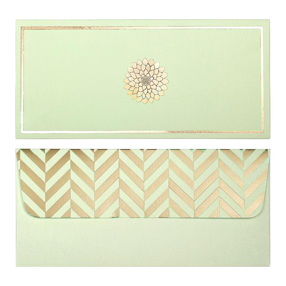 Elegant Mint Green Floral & Chevron Money Envelopes - Set of 10 for Weddings, Gifts & Cash Gifting