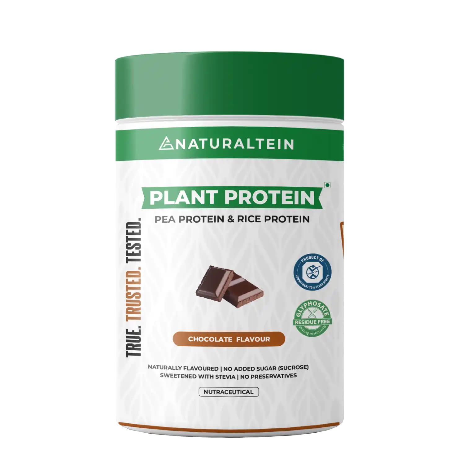 NATURALTEIN Vegan Plant-Based Protein Powder (Rice & Pea) - Chocolate Flavor - 500g with 21g Protein | Gluten Free, Dairy Free, Non-GMO | Perfect for Post-Workout Recovery & Healthy Smoothies