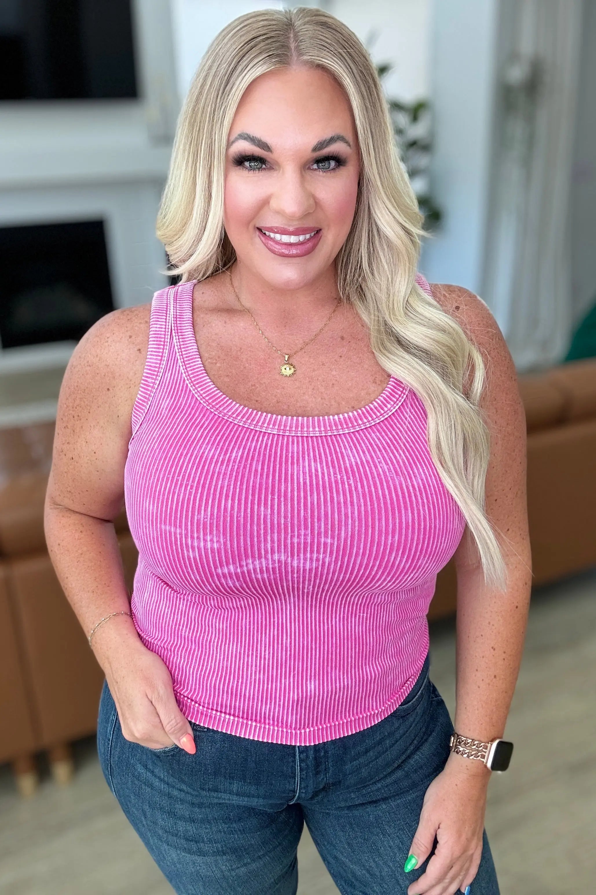 Go the Distance Ribbed Tank Top for Women - Hot Pink | Soft Stretchy Workout & Casual Wear | Perfect for Yoga, Running & Everyday Outfits