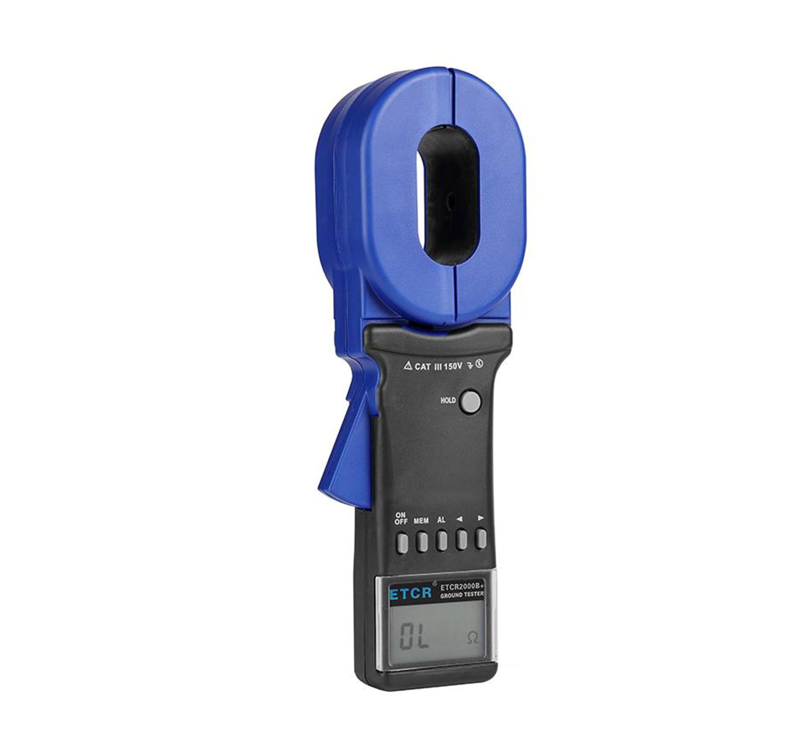 ETCR2000B+ Digital Clamp Ground Resistance Tester - 0.010Ω to 1200Ω Range, Double Insulation Earth Resistance Meter for Electrical Safety Testing - Perfect for Industrial Maintenance, Solar Panel Installations & Home Electrical Inspections