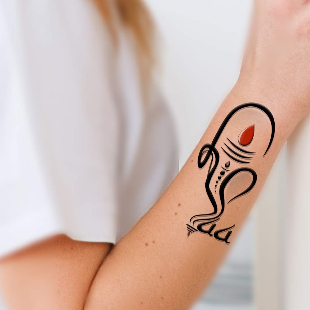 Voorkoms® Ganesh Maa Temporary Tattoo - Waterproof Body Art for Men & Women - Spiritual Hindu Design for Festivals, Yoga & Cultural Events