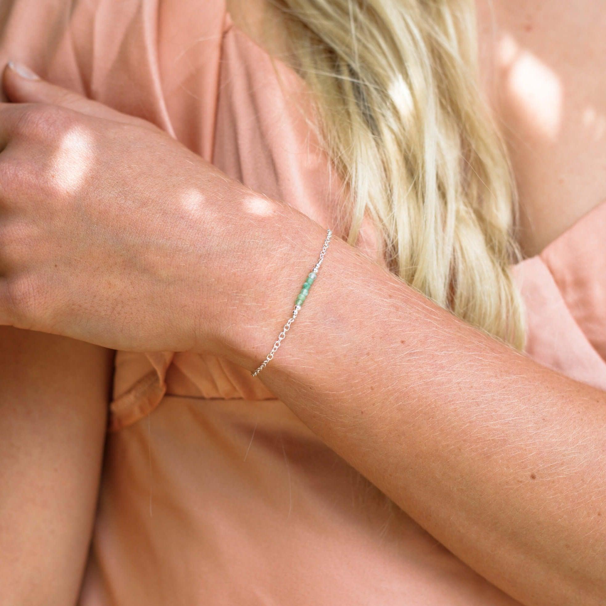 Sparkling Green Chrysoprase Gemstone Faceted Bead Bar Bracelet for Women | Handmade Adjustable Healing Crystal Jewelry | Perfect for Meditation, Yoga & Spiritual Gifts