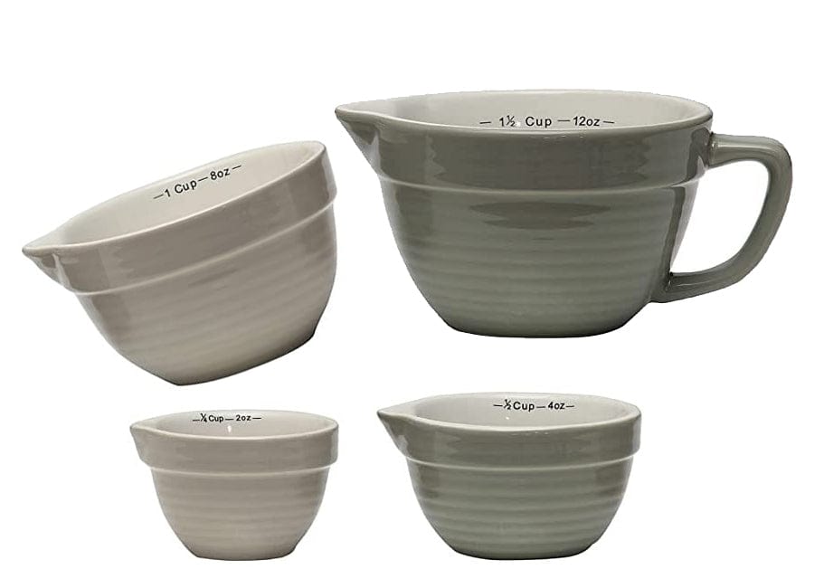 4-Piece Grey Batter Bowl Measuring Cups Set - Perfect for Baking, Cooking & Measuring Ingredients - Ideal for Home Bakers & Professional Chefs
