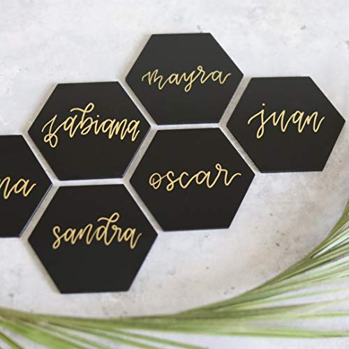 20pcs Translucent Tint Black Hexagon Acrylic Place Card