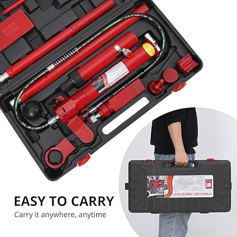 20 Ton Porta Power Hydraulic Jack Kit - 3.9ft Oil Hose, Auto Body Frame Repair Tool with Storage Case for Car, Truck & Farm Equipment | Perfect for Garage Repairs, Collision Fixes & Heavy Duty Maintenance
