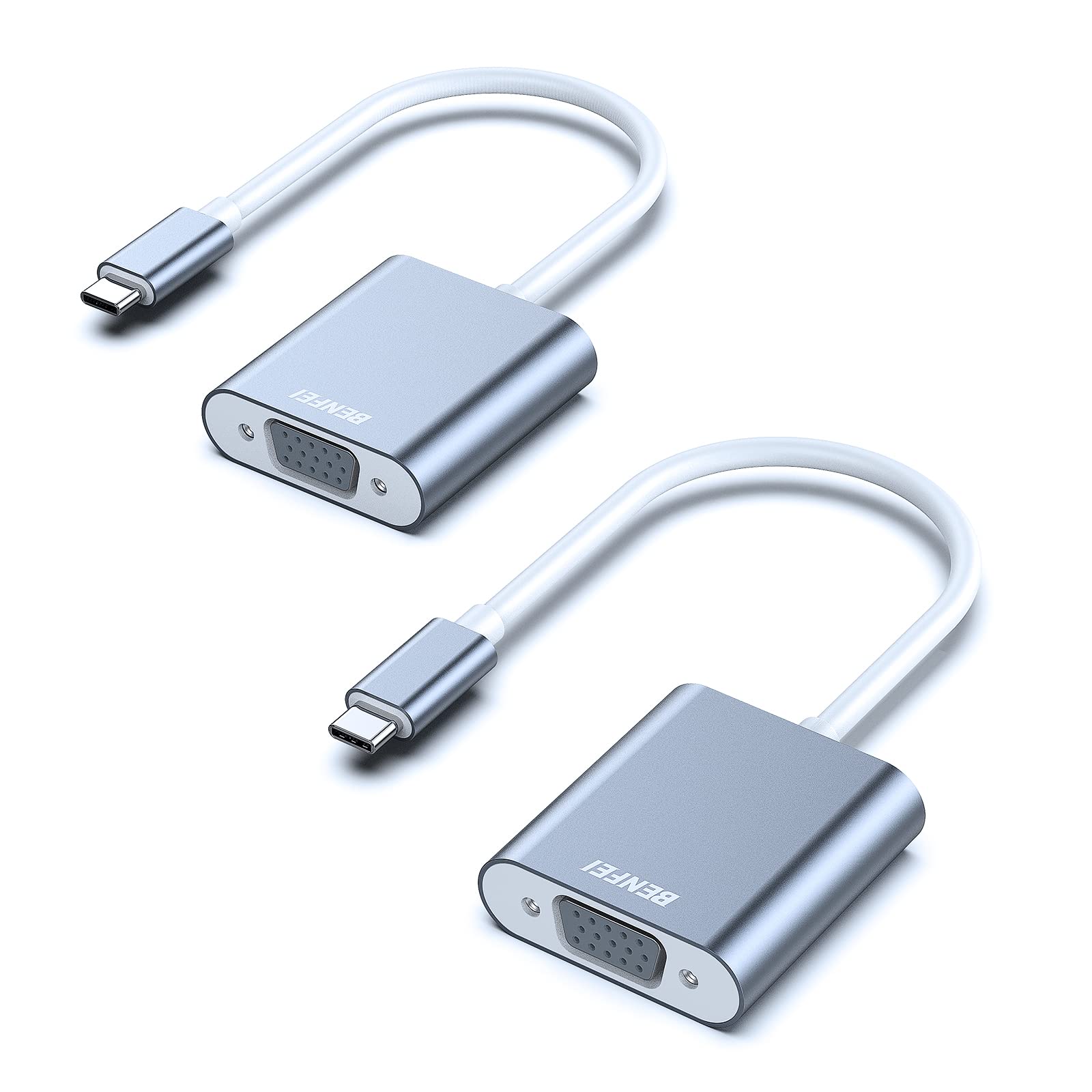 Premium BENFEI USB C to VGA Adapter with Aluminum Shell - Thunderbolt 3/4 Compatible for MacBook Pro/Air 2023, iPhone 15 Pro/Max, iPad Pro, iMac, Dell XPS 17, Surface Book 3 & Samsung Galaxy S23 - Ideal for Presentations, Home Office & Multi-Monitor Setup (Space Gray)