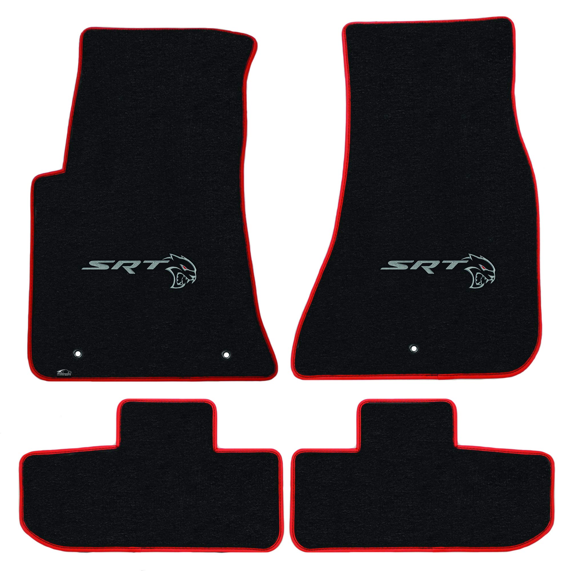 Premium Custom-Fit Carpeted Floor Mats for Dodge Challenger Hellcat - Luxury Car Floor Liners (Charcoal, 4-Piece Set, RWD, Single SRT Redeye Logo) - Perfect for 2019+ Models - Enhances Interior Protection & Style for Daily Driving & Performance Cars