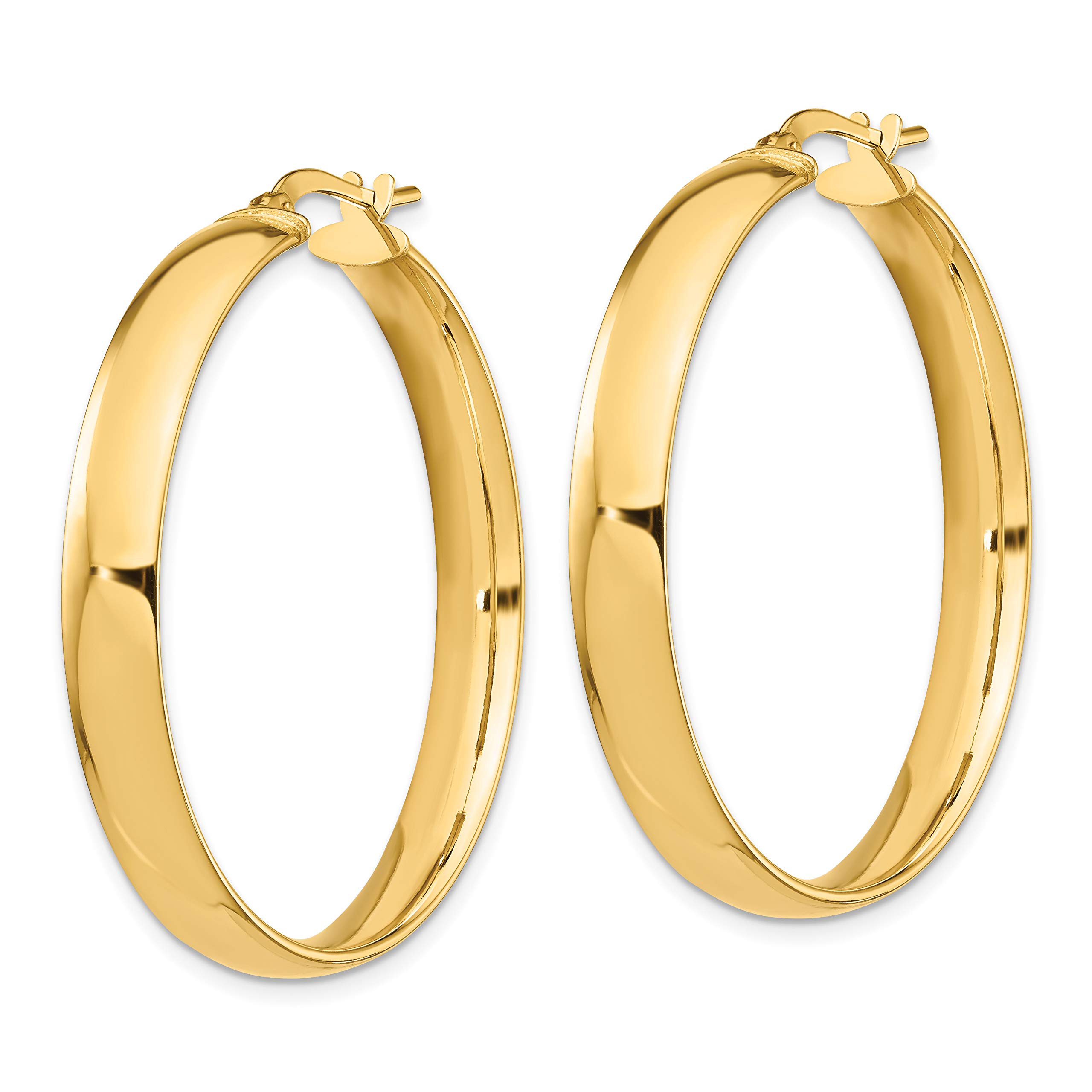 14K Solid Yellow Gold 5mm Round Large Hoop Earrings for Women - Classic Dainty Everyday Jewelry - Perfect for Work, Date Night & Special Occasions