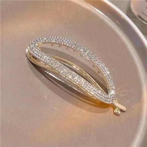 GLITZ & GLAMOUR Fashion Hair Clips for Women & Girls - Thick Hair Barrettes with Beautiful Lines, Retro Classic Large Snap Hair Accessories (Pack of 1) - Perfect for Parties, Weddings & Everyday Style