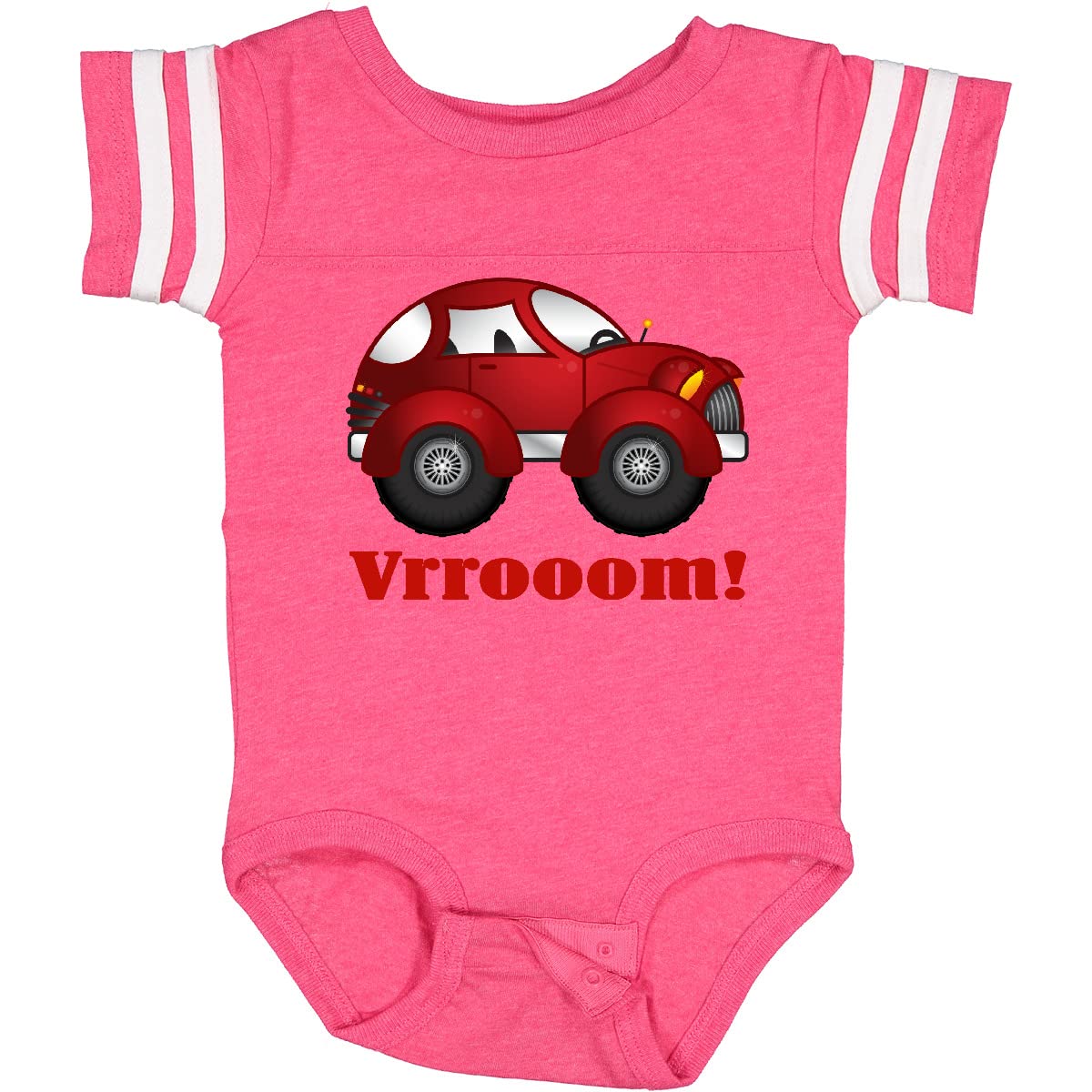 Inktastic Red Vroom Racer Car Baby Bodysuit - Cute Race Car Design Infant Onesie for Boys & Girls - Perfect for Birthday Parties, Photo Shoots & Everyday Wear