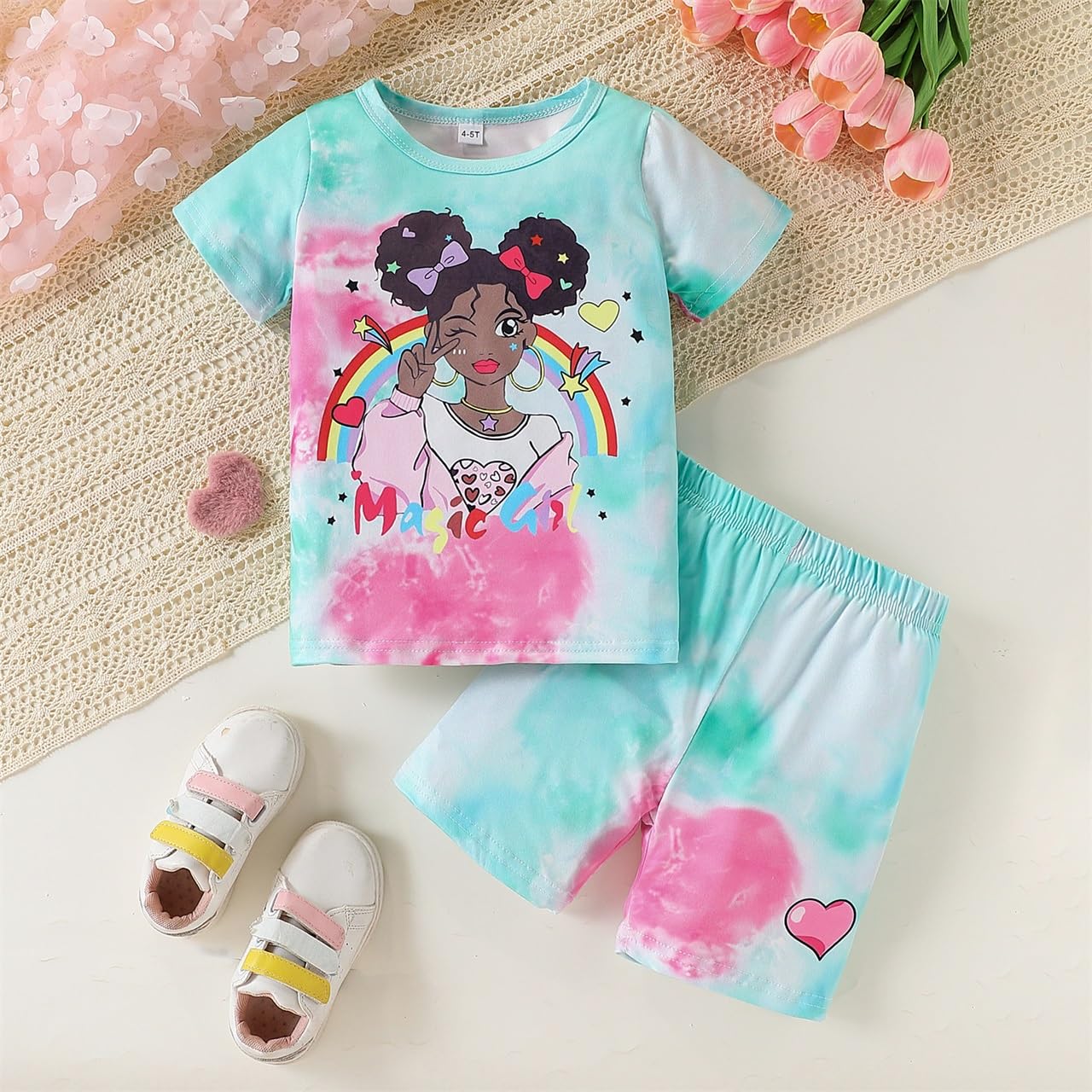 Girls Summer Outfits Set - Cute Short Sleeve Graphic Tee & Shorts Toddler Clothes | Perfect for Playdates, Beach Trips & Summer Adventures