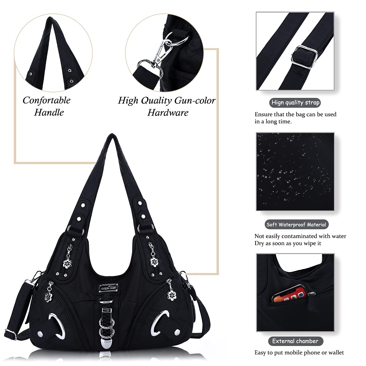 Angelkiss Women's Hobo Purses & Handbags - Large Satchel Shoulder Bag for Daily Use | Perfect for Work, Travel, and Casual Outings