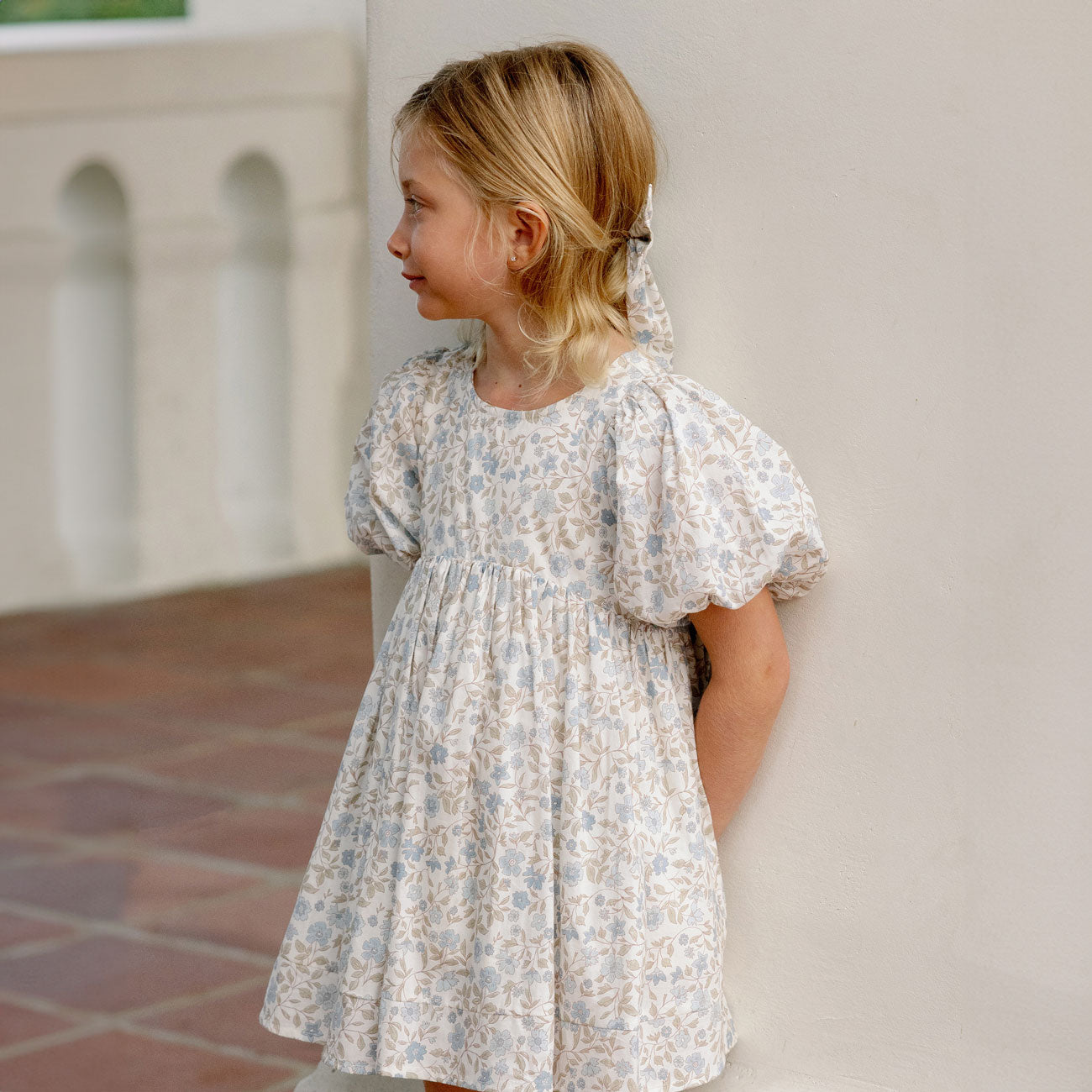 Luna Dress - Blue Garden Floral Print Summer Dress for Women | Perfect for Beach Vacations, Garden Parties & Casual Outings