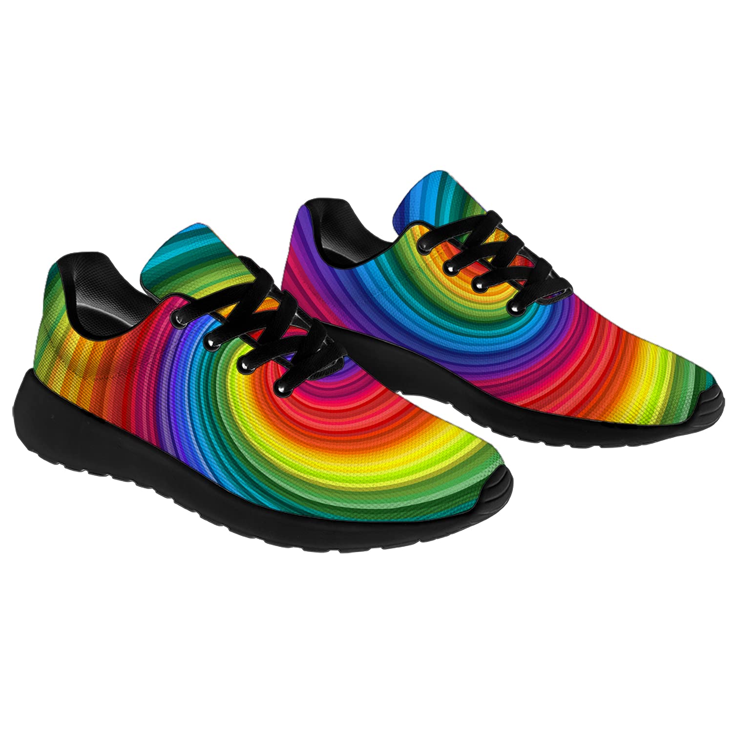 **LGBTQ Pride Rainbow Running Shoes for Women & Men - Lightweight Walking & Tennis Sneakers with Abstract Swirl Design - Size 6 Men/8 Women - Perfect for LGBTQ Gifts, Pride Parades & Casual Wear**