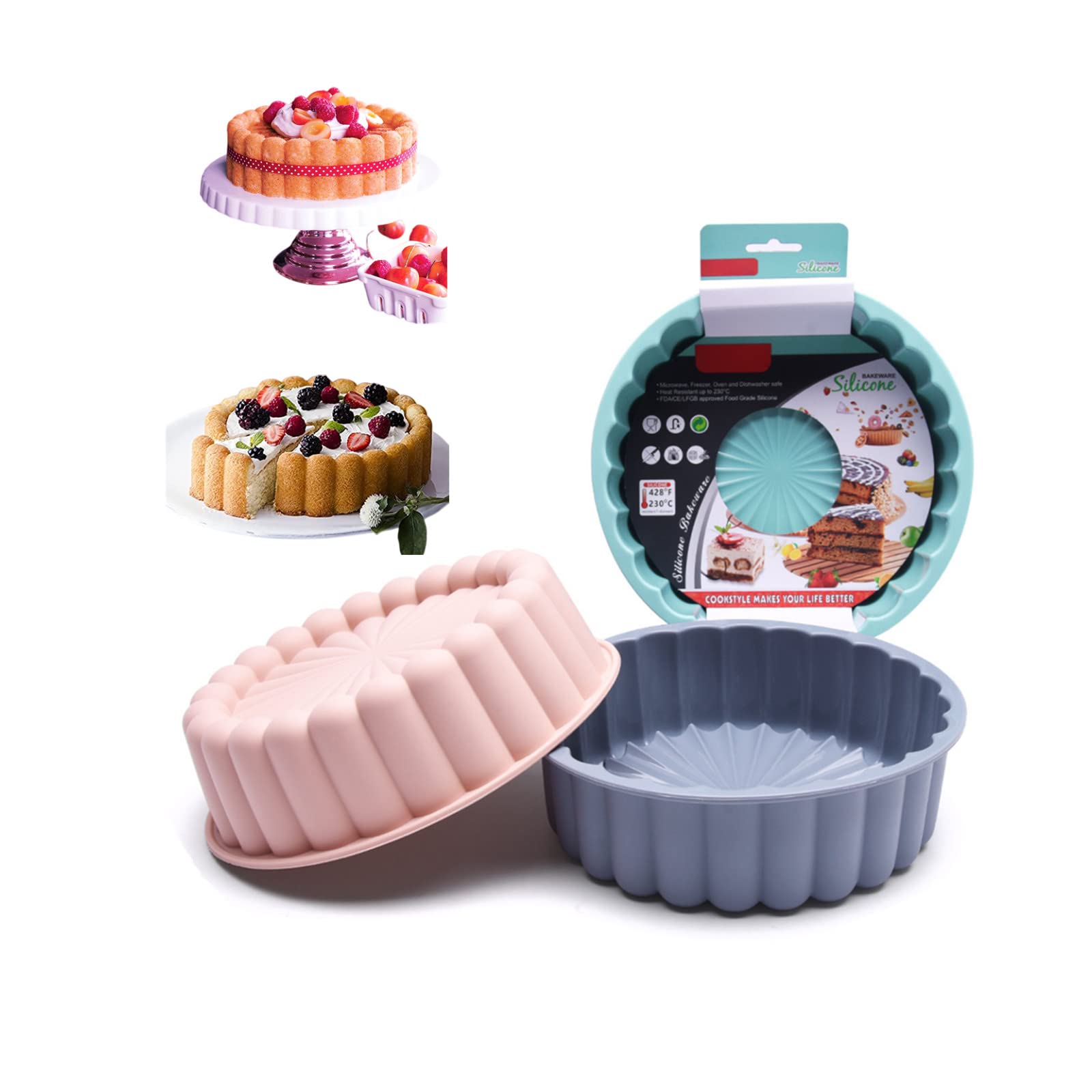 APLLEN 7.9 Inch Round Silicone Cake Pans Set of 3 - Nonstick & Quick Release Baking Molds for Layer Cake, Cheesecake, Rainbow Cake, Chiffon Cake - Perfect for Birthday Parties, Wedding Cakes & Home Baking