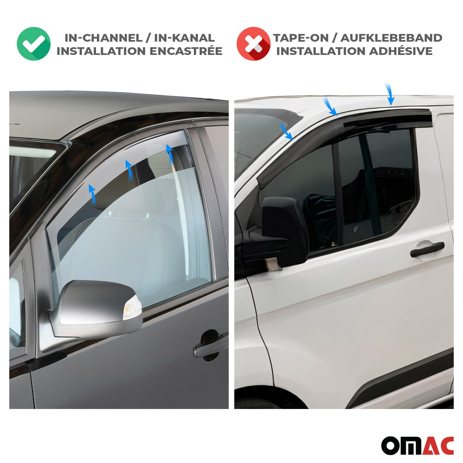 OMAC Bug Shield Deflector & Window Visor for Mercedes Sprinter W907 W910 (2019-2025) - Perfect for Road Trips & Outdoor Adventures