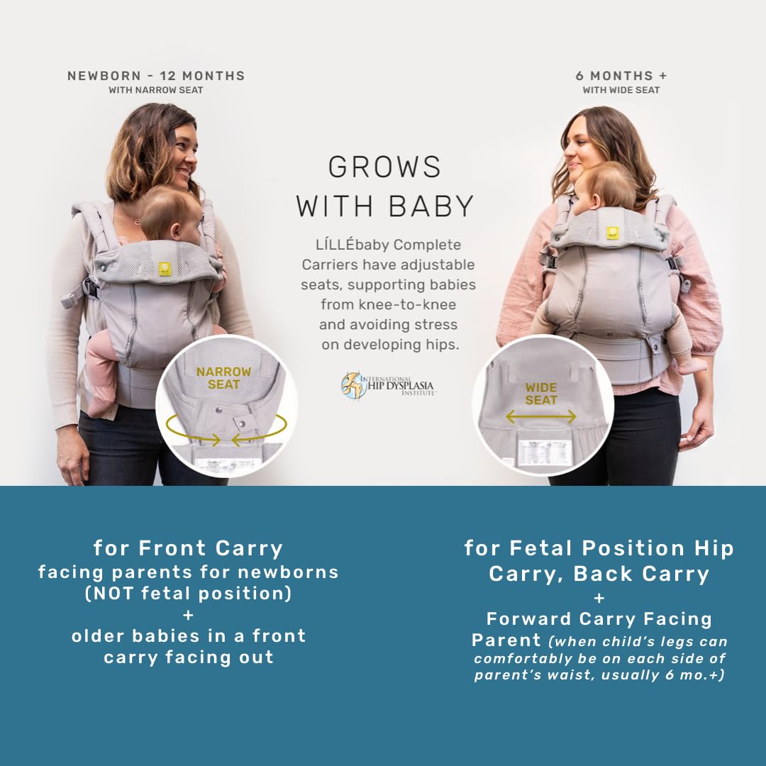 LÍLLÉbaby Complete Airflow Ergonomic 6-in-1 Baby Carrier for Newborn to Toddler (7-45 lbs) - Adjustable Lumbar Support, 360° Carrying Positions, Breathable Mesh - Pacific Coast | Perfect for Hiking, Shopping & Hands-Free Parenting