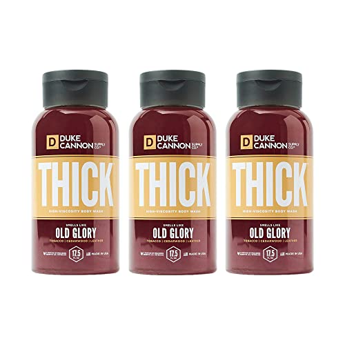 Duke Cannon Supply Co. THICK High-Viscosity Men's Body Wash - Old Glory Scent, 3 Pack (17.5 Fl Oz Each) | Plant-Based Thickeners, Superior Lather & Natural Exfoliation | Perfect for Gym, Travel & Daily Shower Routine