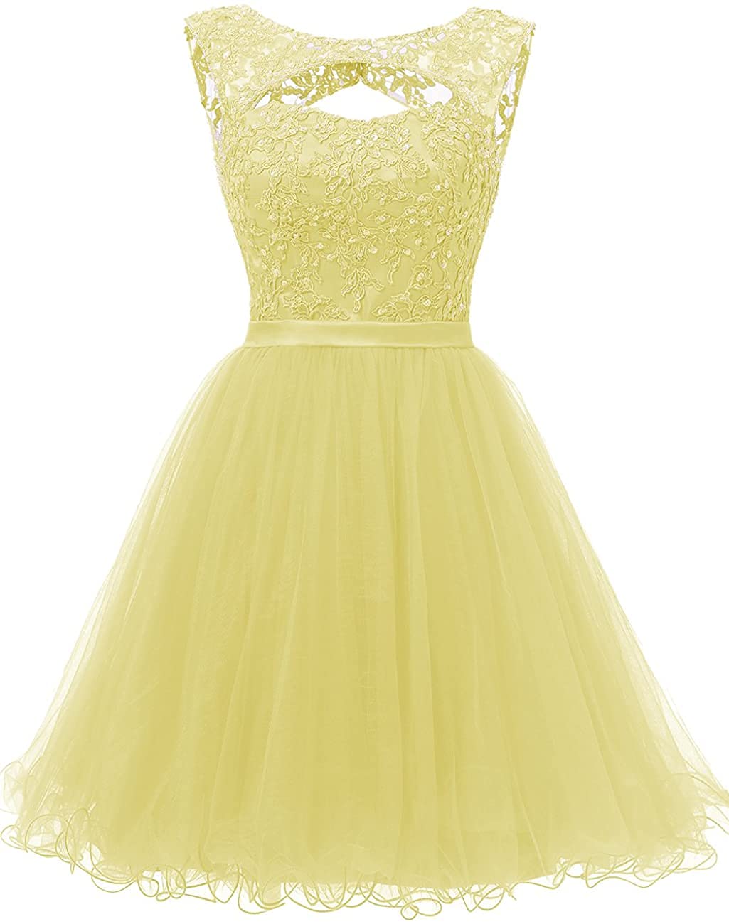 Elegant Short Prom Dresses for Homecoming - Tulle & Lace Beaded Cocktail Dress with Open Back - Perfect for School Dances, Parties & Special Occasions