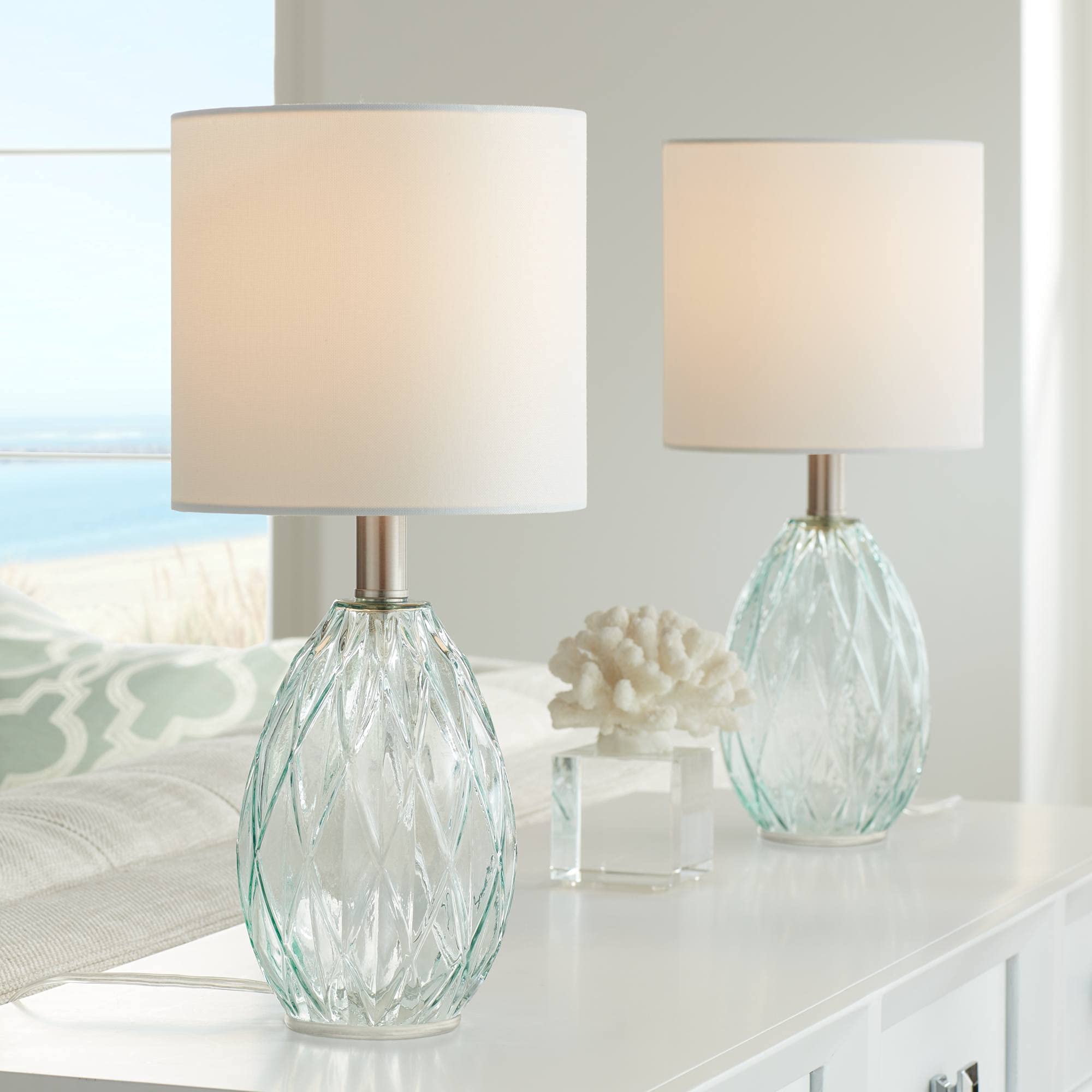 360 Lighting Rita Modern Coastal Small Accent Table Lamps Set of 2 - 14.75