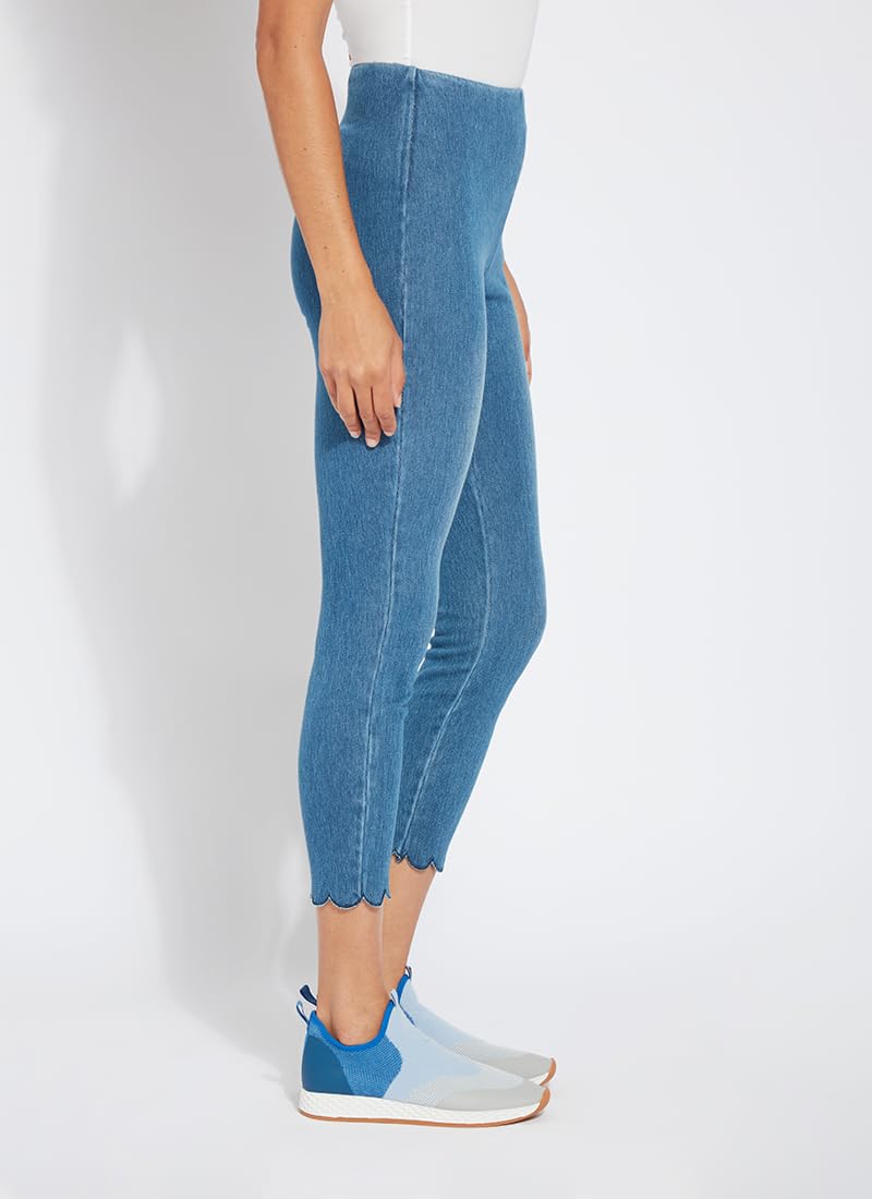 Lyssé Scallop Ankle Jeans for Women - Stretchy Cropped Denim Pants with Single Layer Scallop Hem | Perfect for Casual Outfits, Date Nights & Spring/Summer Fashion