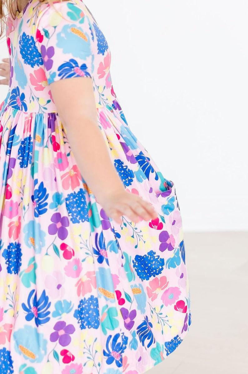 Dahlia Dreams Women's Short Sleeve Pocket Twirl Dress for Summer | Floral Swing Dress with Pockets | Perfect for Garden Parties, Date Nights & Vacations
