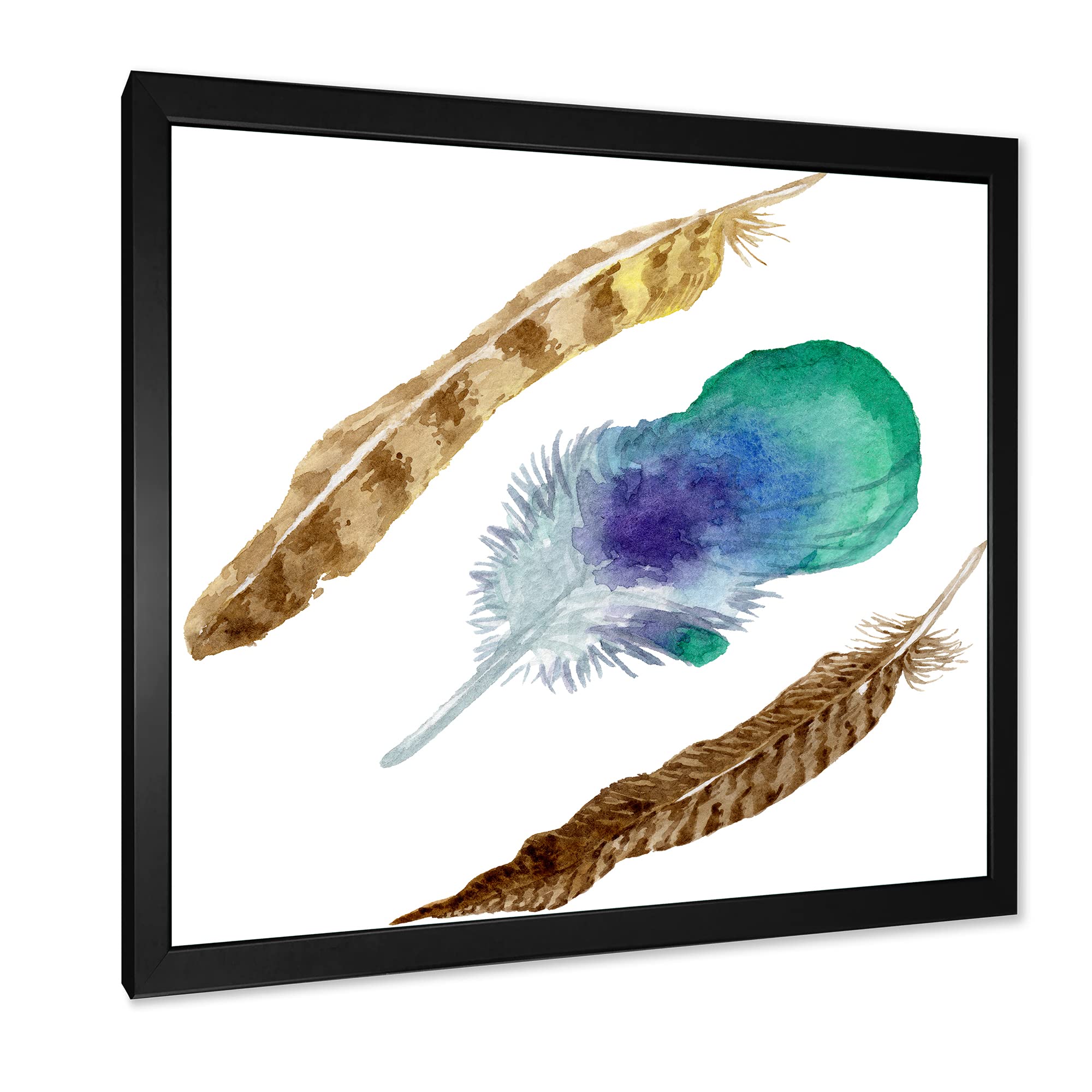 Bohemian Eclectic Framed Wall Art with Real Bird Feathers - Unique Home Decor for Living Room, Bedroom & Office