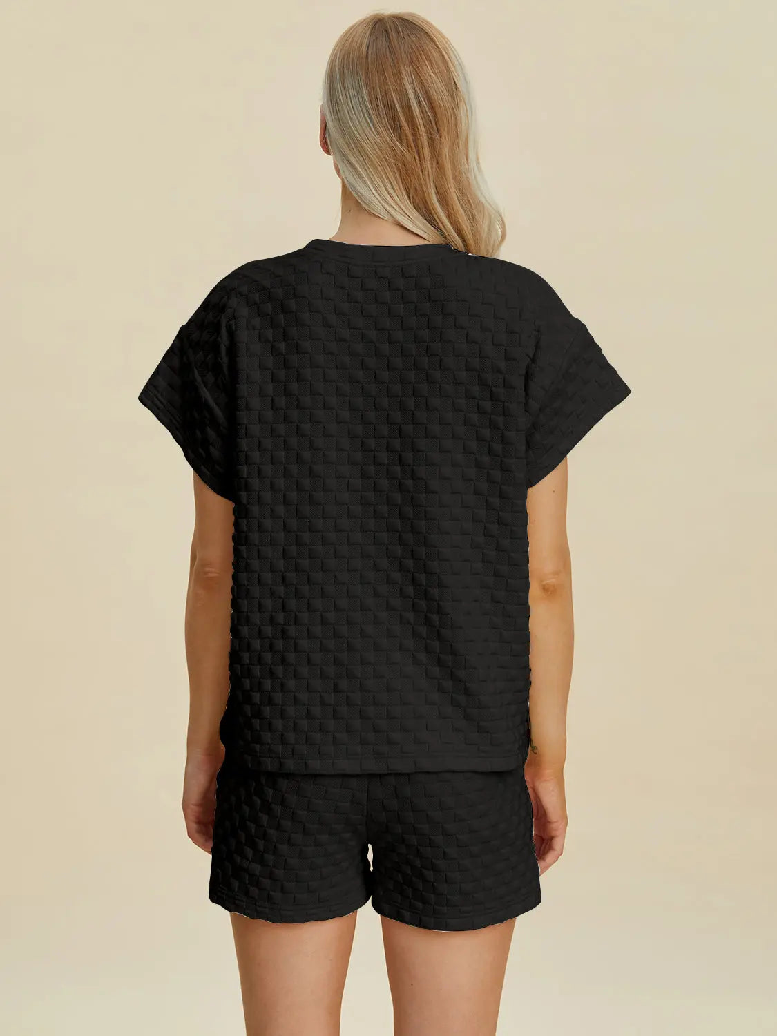 Double Take Full Size Texture T-Shirt and Shorts Set for Men - Comfortable Cotton Outfit for Casual Wear, Gym, and Lounge
