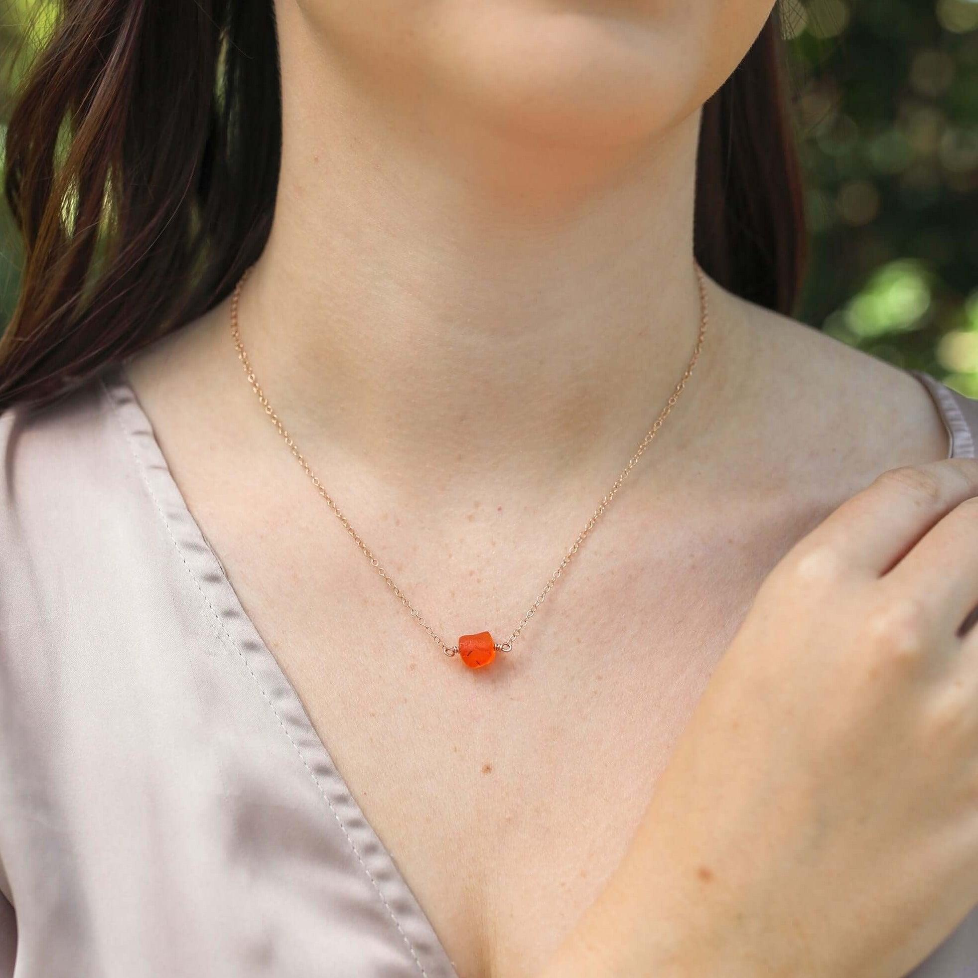 Raw Carnelian Crystal Nugget Necklace – Natural Gemstone Jewelry for Women, Healing Stone Pendant – Perfect for Meditation, Yoga & Spiritual Gifts