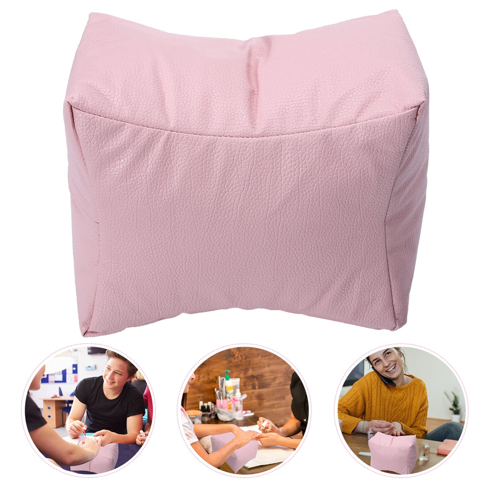 HEALLILY Nail Art Hand Pillow - Soft PU Square Pink Beauty Sponge Holder & Armrest for Manicure, Perfect for Nail Salon Clients & Home Nail Care - Hand Resting Pad for Comfortable Nail Art Sessions