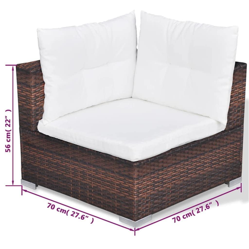 10-Piece All-Weather Outdoor Patio Furniture Set - Brown Poly Rattan Sectional Sofa with Cushions & Coffee Table - Perfect for Yard, Garden, Poolside, Deck or Backyard Relaxation