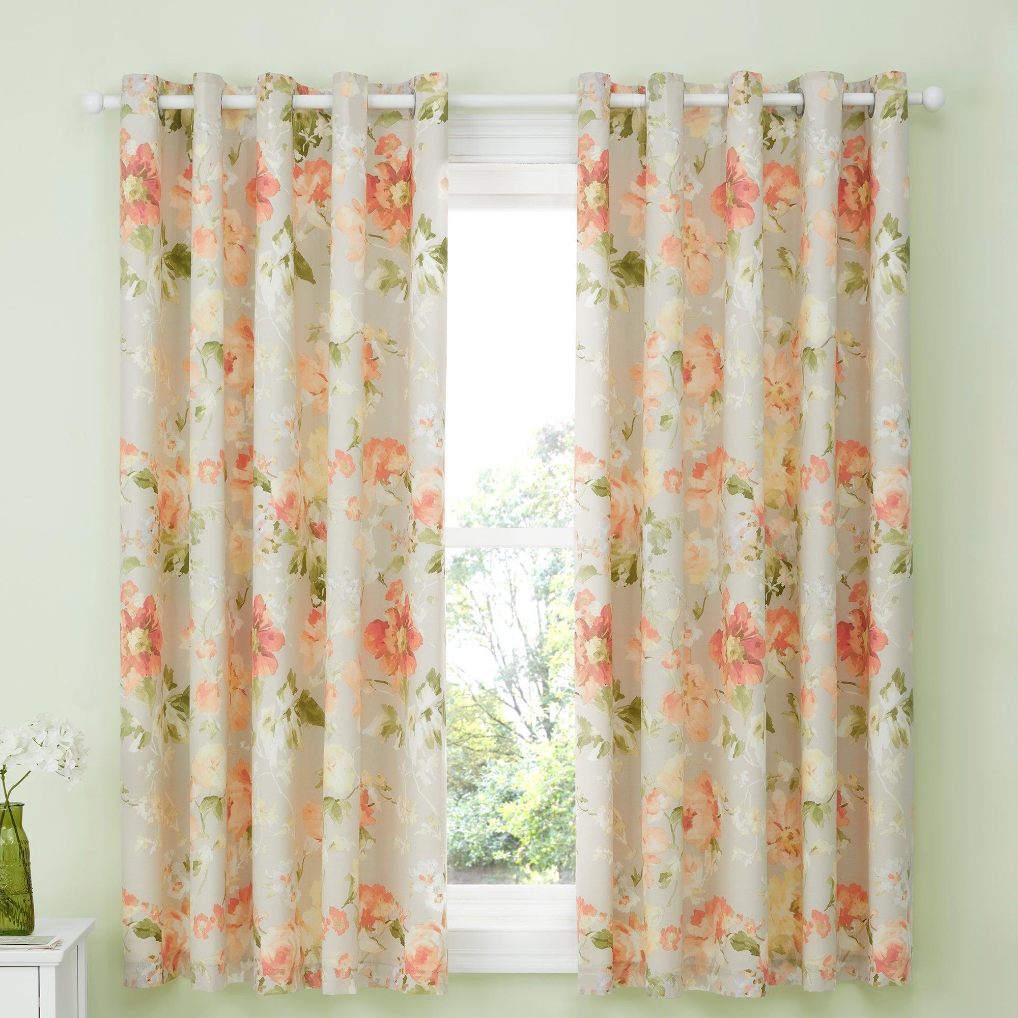 Dreams & Drapes Flourette Eyelet Curtains - Natural Linen Sheer Window Drapes for Living Room & Bedroom - Light Filtering & Privacy - Elegant Home Decor