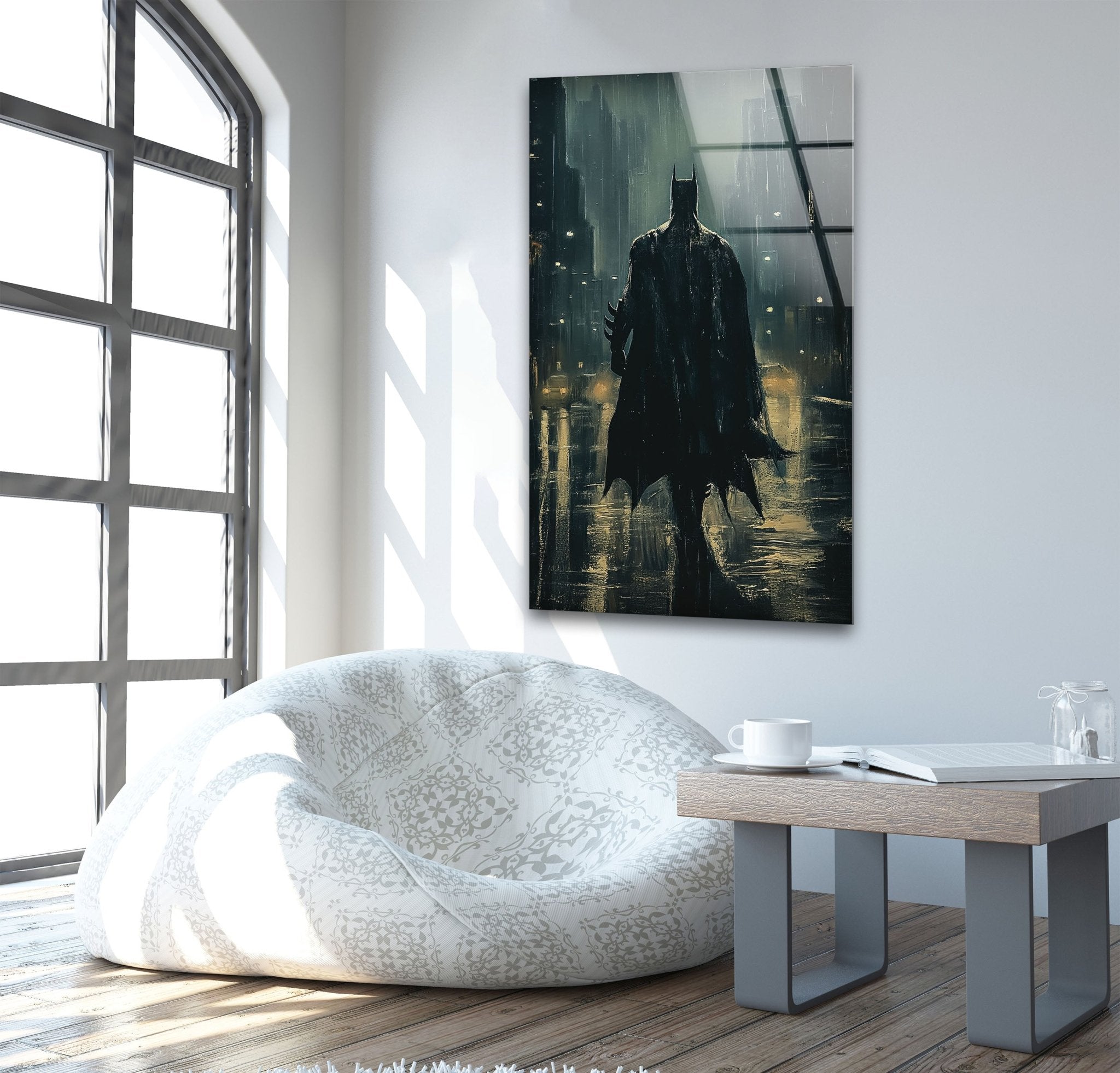 Batman Black Knight Stained Glass Wall Art - Gothic Superhero Decor for Home, Office & Man Cave