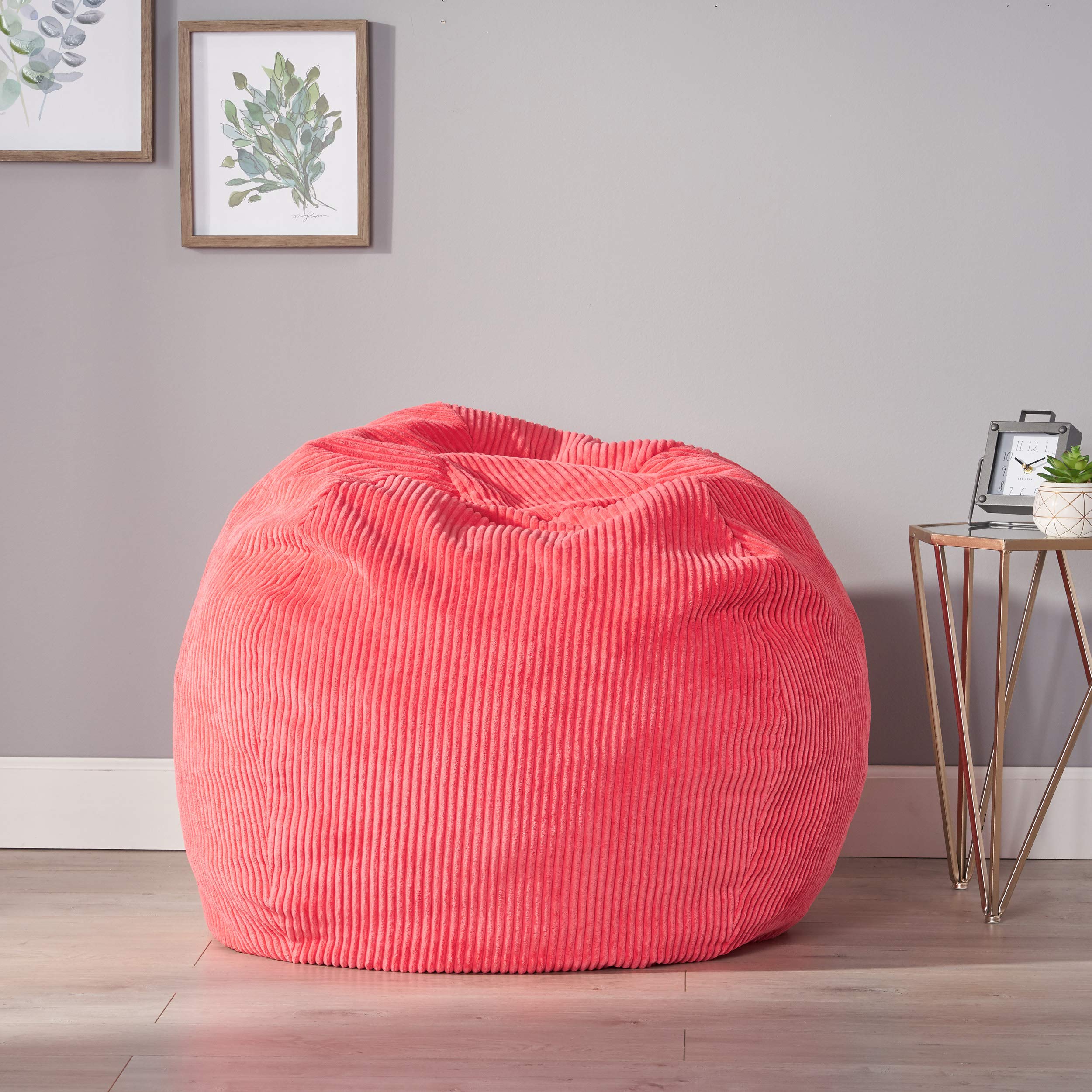 Christopher Knight Home Samantha 3 Foot Beanbag Chair - Soft Pink Rose Color for Kids & Teens - Perfect for Bedroom, Dorm, Game Room & Lounge Relaxation