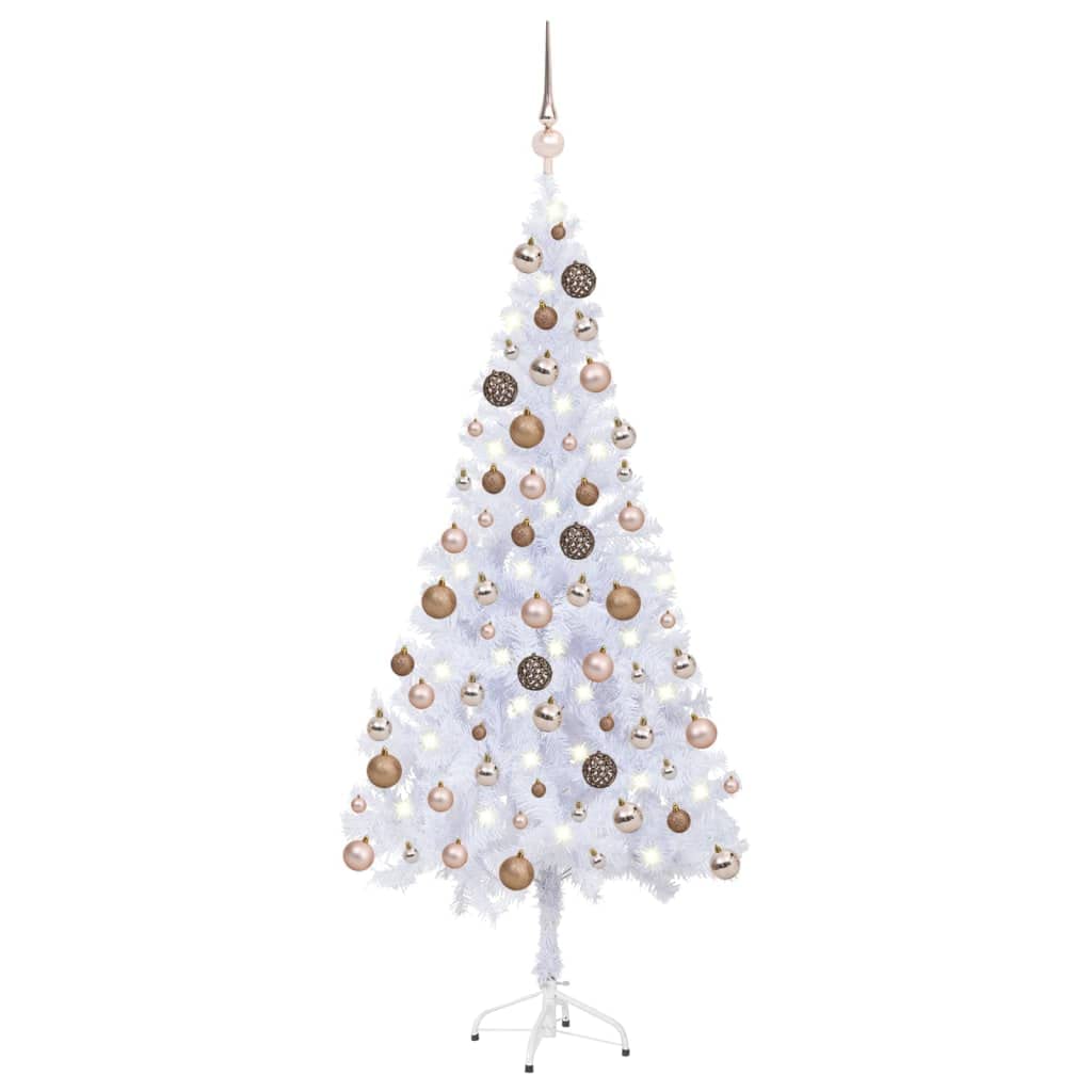 iFCOW 6ft Pre-Lit Artificial Christmas Tree with 620 Branches & LED Lights, Includes Ornament Ball Set - Perfect for Home, Office, and Holiday Decorations