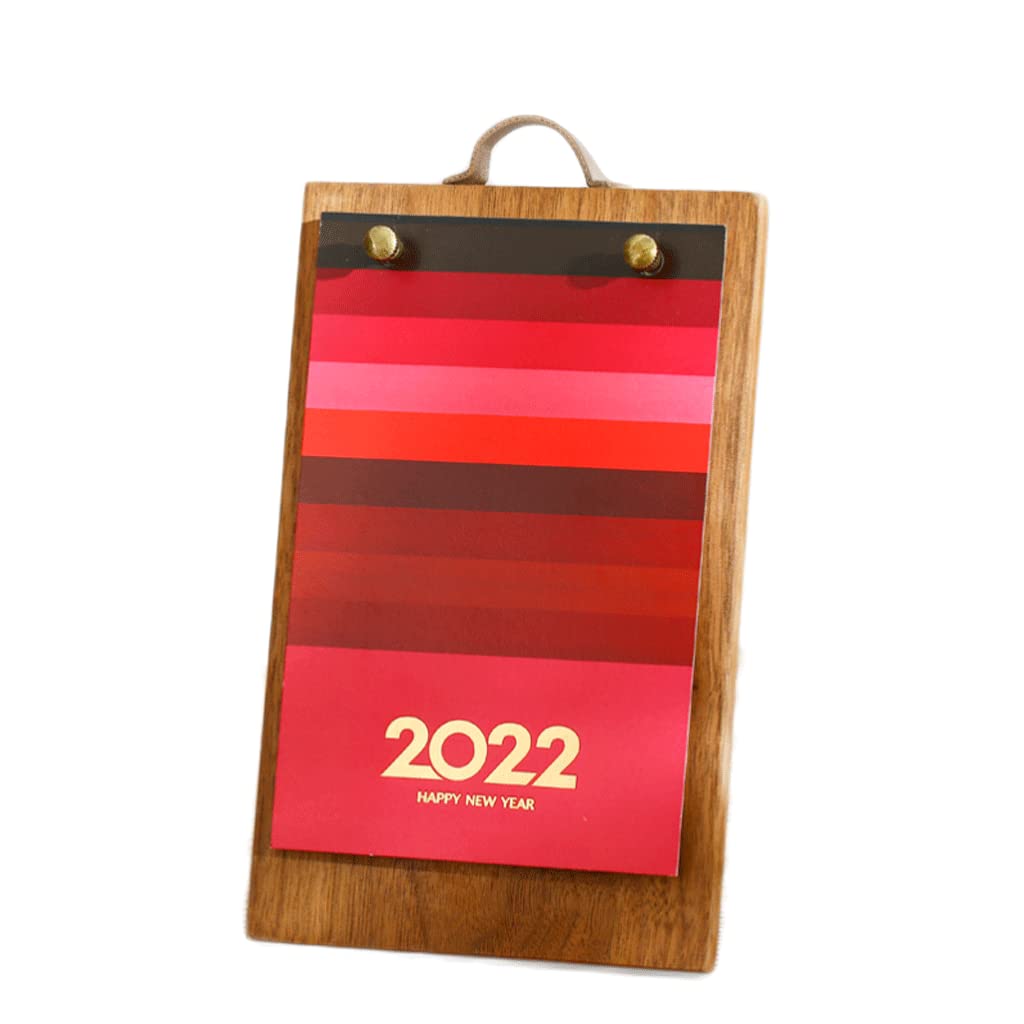 MINGYAN 2022 Wooden Desk Calendar - Beech & Black Walnut Base - Creative Mini Vertical Flip Calendar for Office & Home Decor - Perfect Gift for Coworkers & Friends