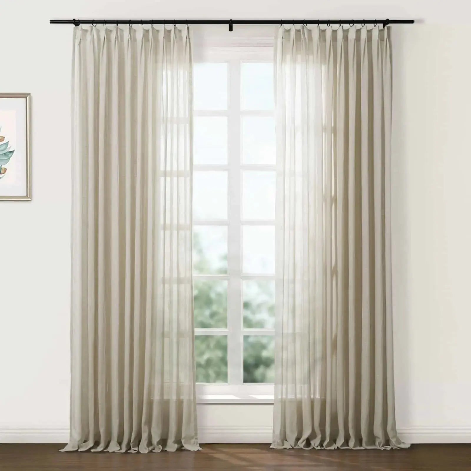 Flynn Airy Lightweight Sheer Curtain Pleated - Elegant Window Treatment for Living Room & Bedroom Decor