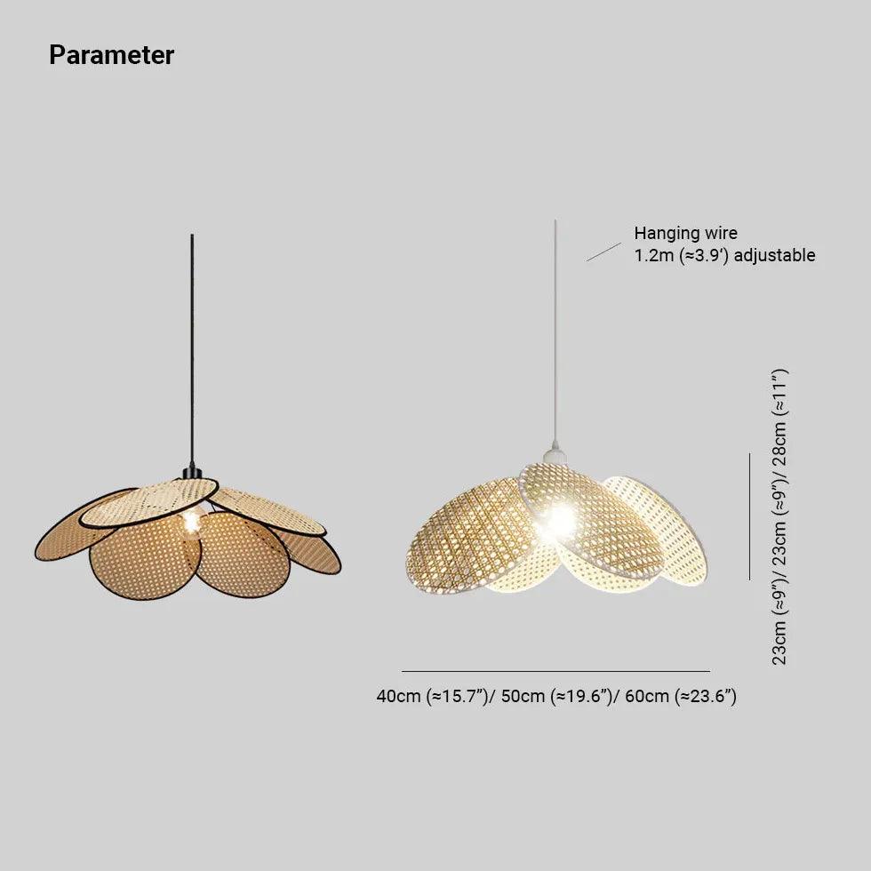 Rattan Pendant Light with Porous Petals - Boho Bedroom Ceiling Fixture for Cozy Home Decor & Relaxing Ambiance