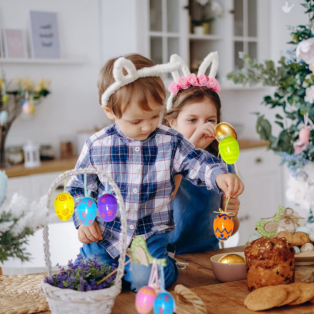 72PCS Printed Easter Eggs Plastic Golden Eggs - 2.4
