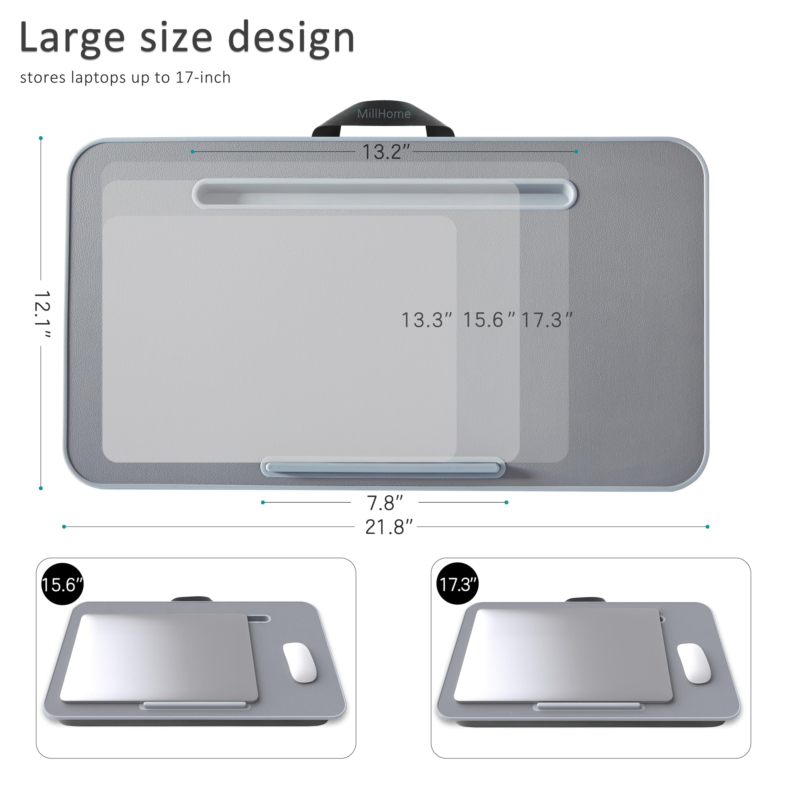 Portable Laptop Lap Desk with Cushion for 17