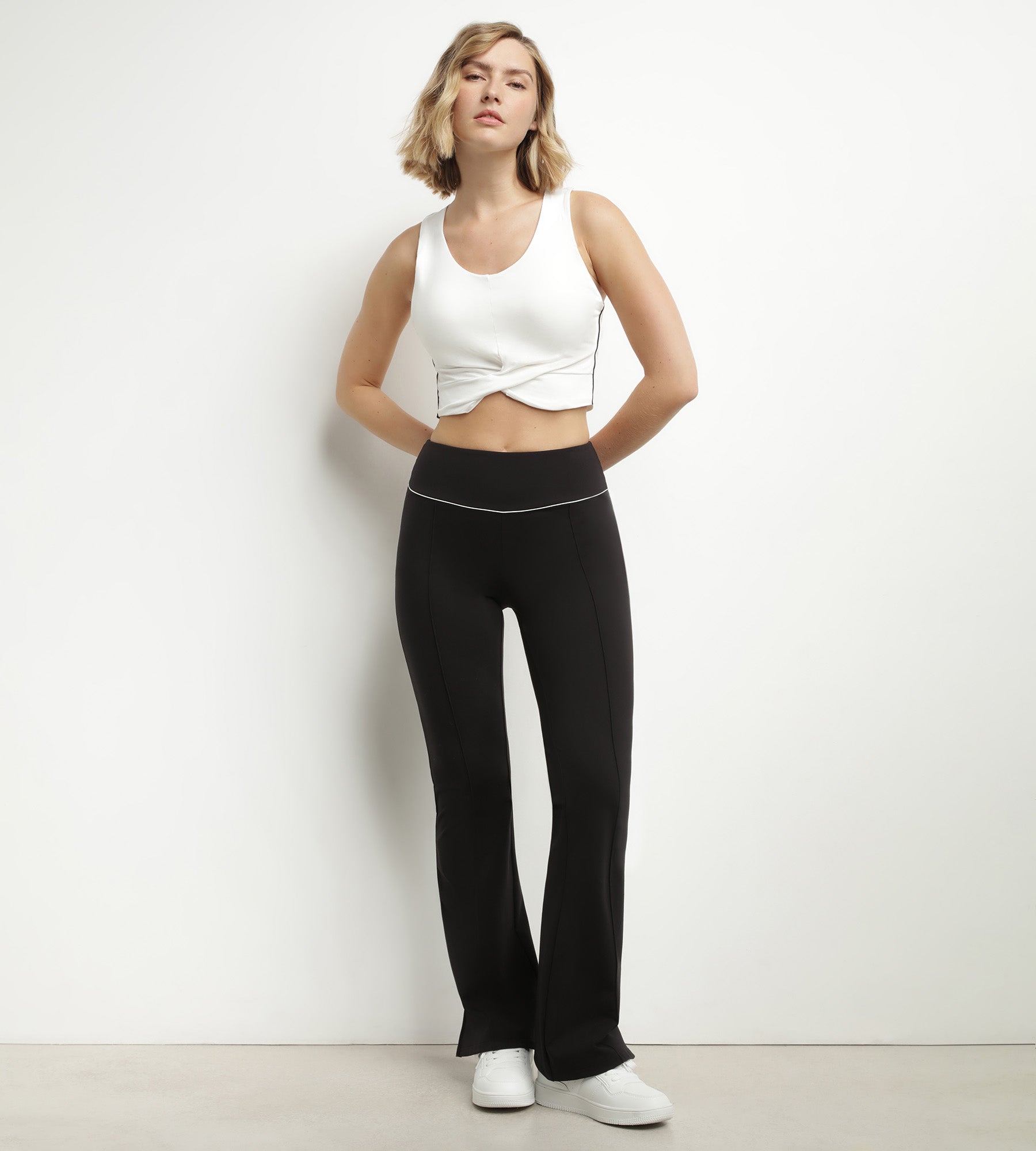 Women's Flared Stretch Jersey Sport Pants - Black | Comfortable & Stylish Workout Leggings for Yoga, Running & Gym