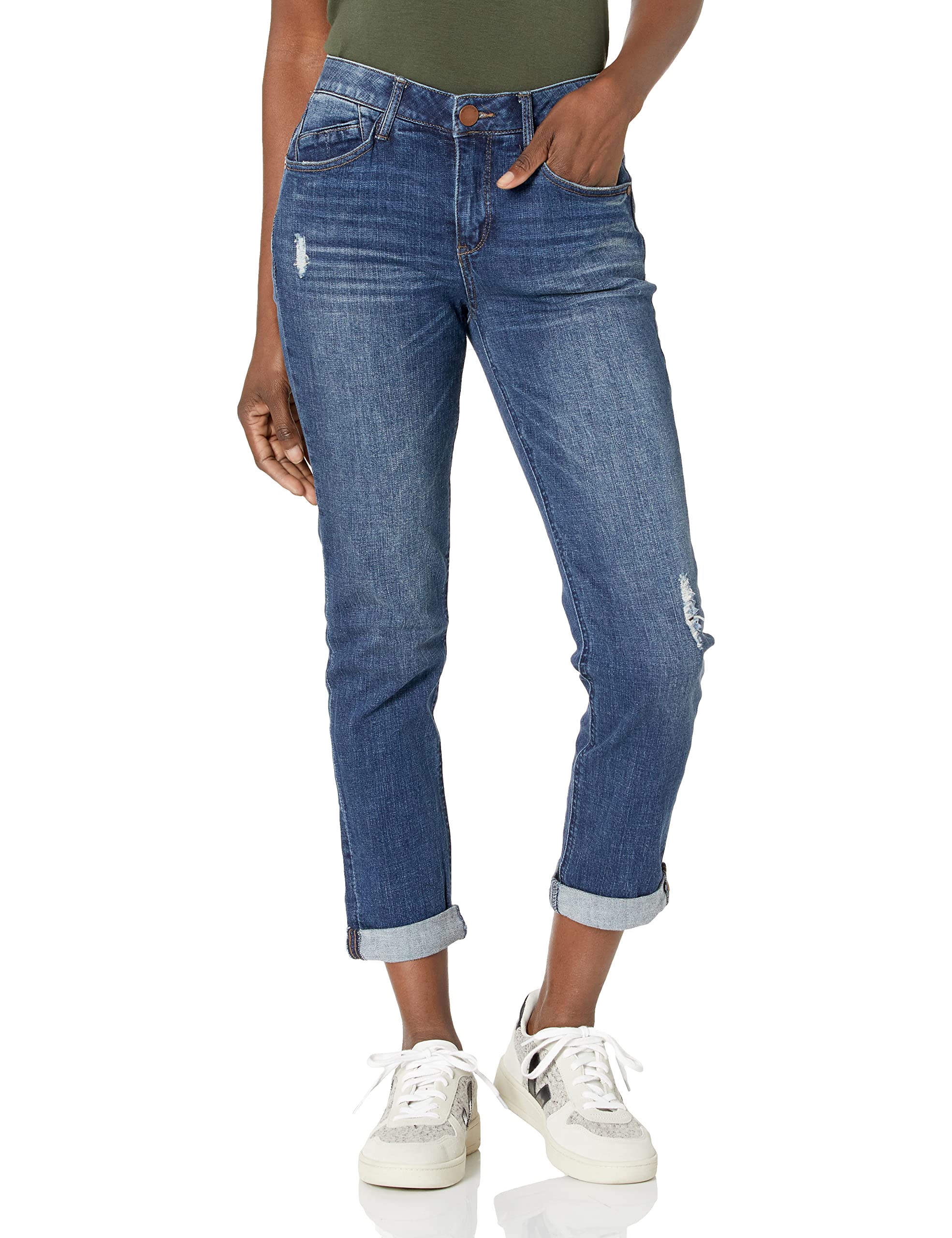 Democracy Women's Ab Solution Girlfriend Jeans - High Waist Slimming Skinny Jeans for Women | Perfect for Casual Outfits, Date Nights & Everyday Wear