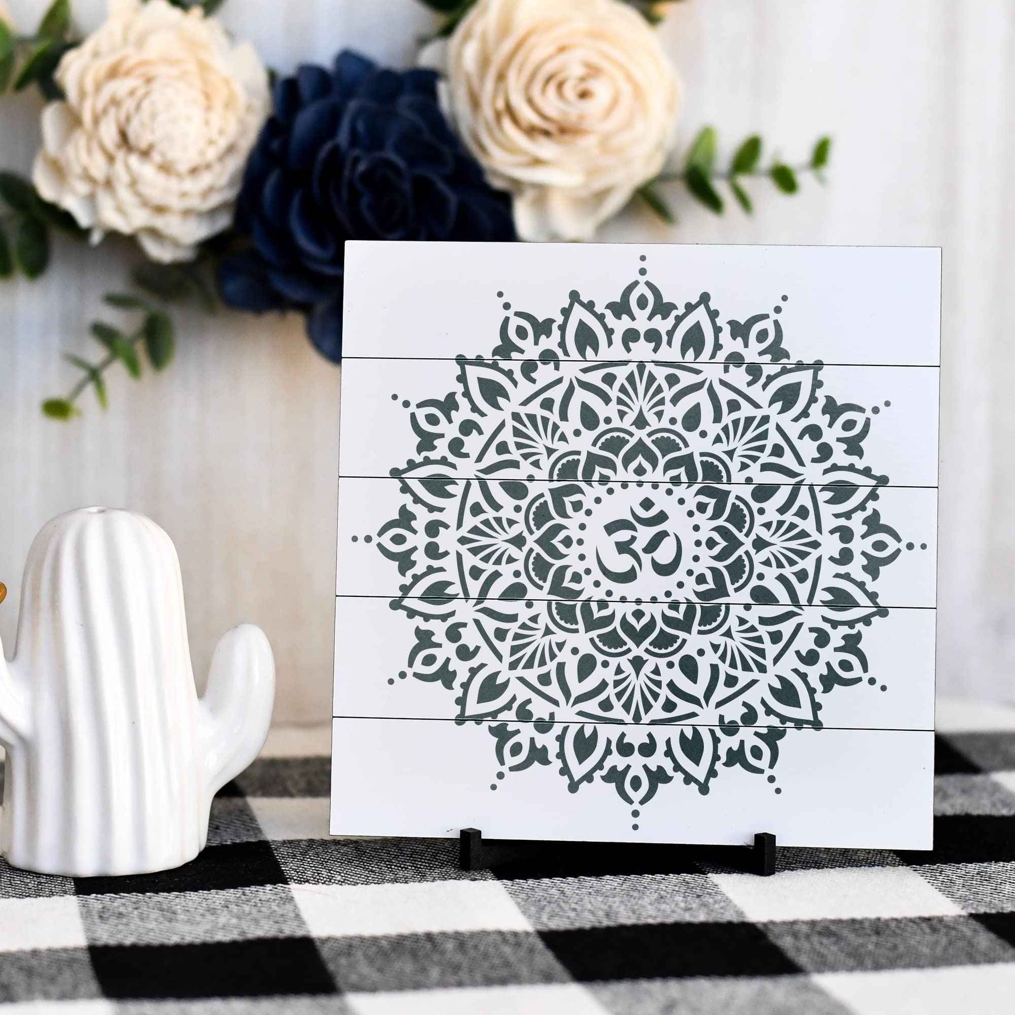 Om Mandala Stencil for Yoga & Home Decor - Reusable Wall Art Template, Spiritual Room Decoration, Perfect Gift for Yoga Lovers - Ideal for Meditation Spaces, Bedrooms & DIY Craft Projects