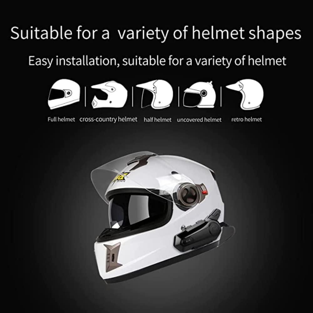 eECO-FLYING Motorcycle Bluetooth Headset - 1000m Intercom Range, CVC Noise Cancellation, IPX6 Waterproof, 2-Rider Communication System (Compatible with Half Helmets) | Perfect for Group Rides, Touring & Urban Commuting
