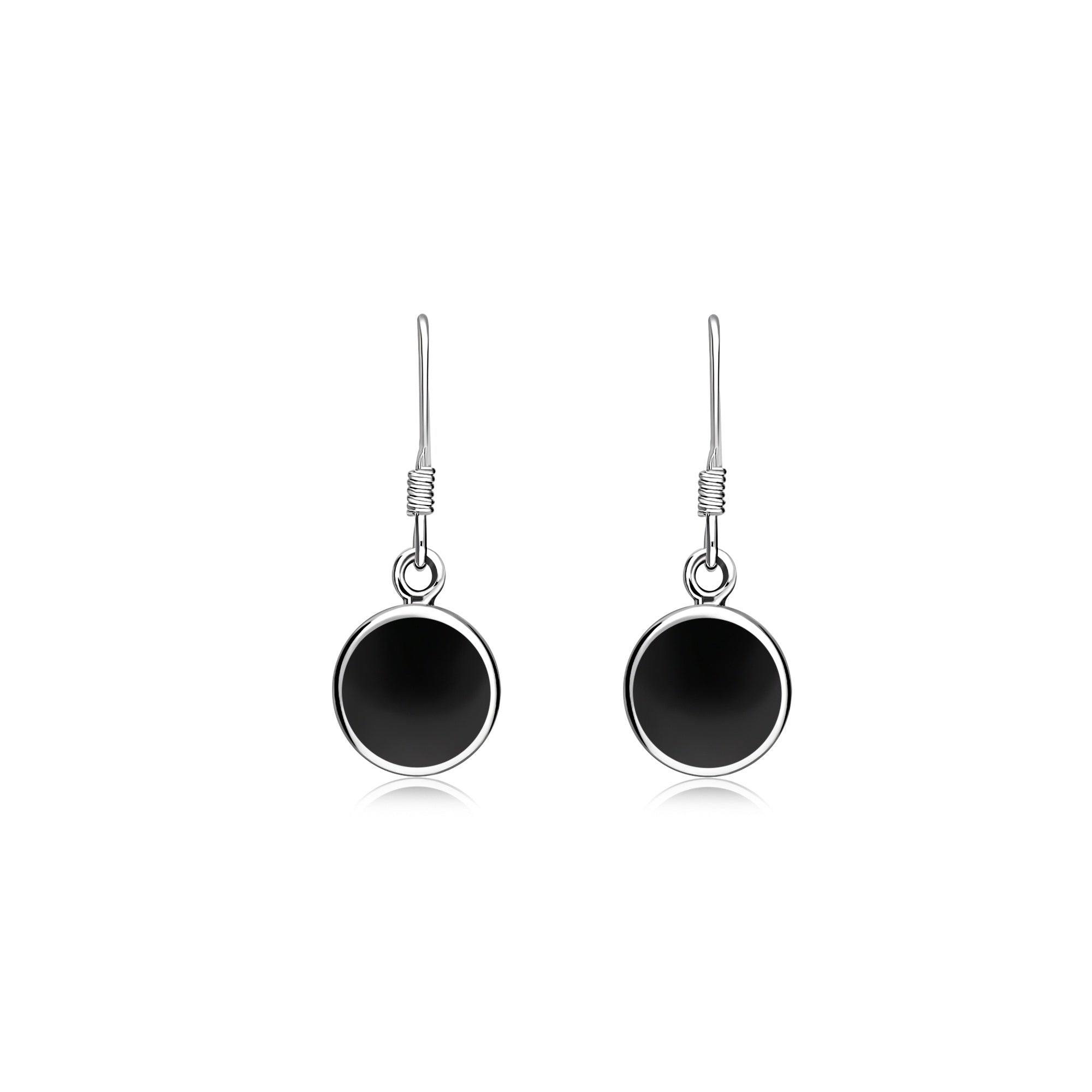 Whitby Jet Sterling Silver Round Drop Earrings for Women – Elegant Dangle Earrings for Parties, Weddings & Evening Events
